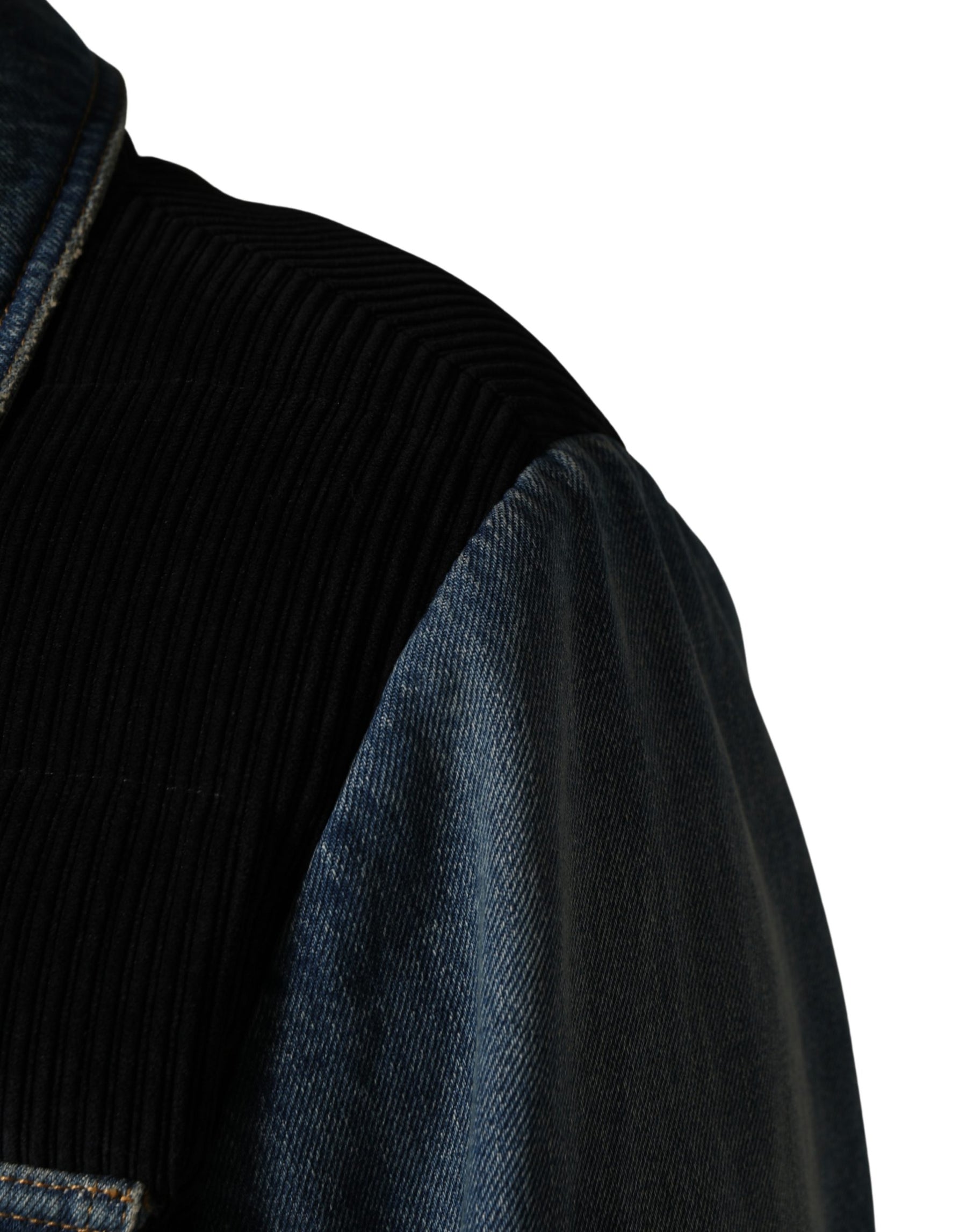 Dolce & Gabbana Black Blue Cotton Denim Blouson Men  Jacket | Regal Royce