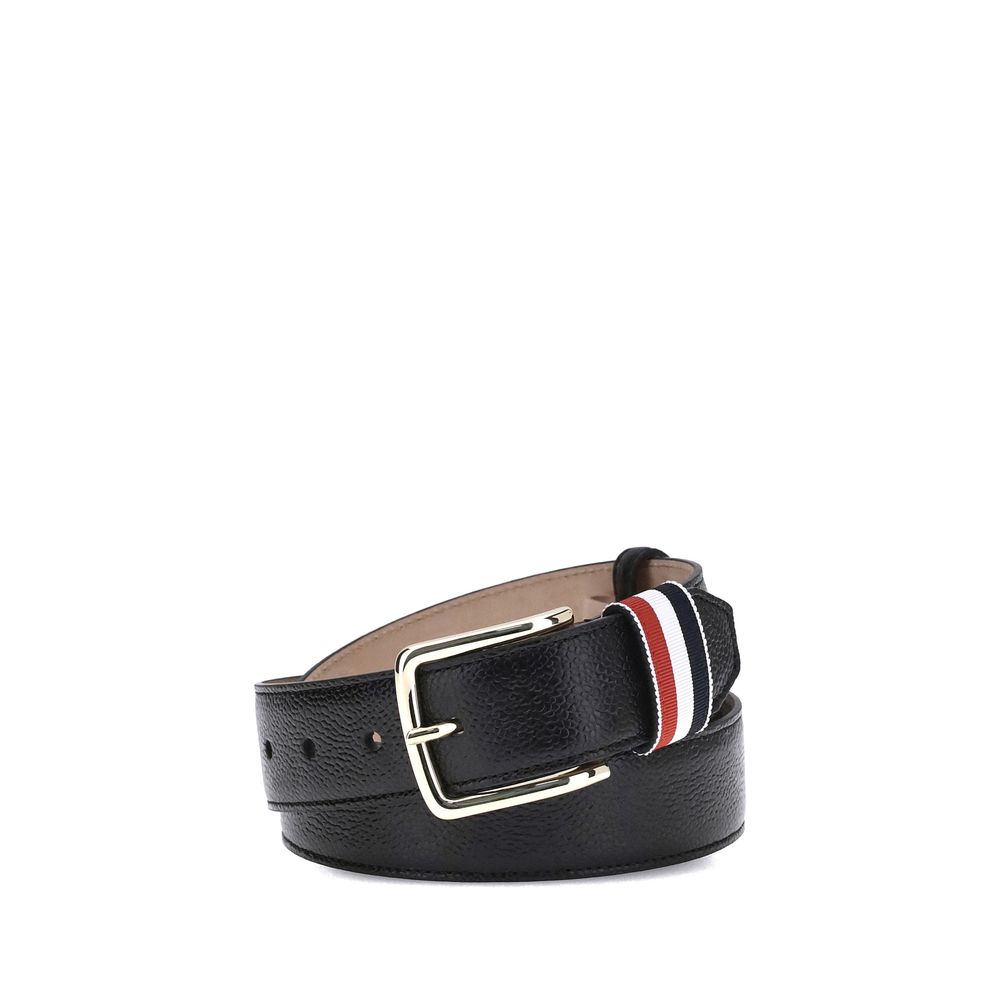 Thom Browne Black Calf Leather Bos Taurus Regular Belt | Regal Royce