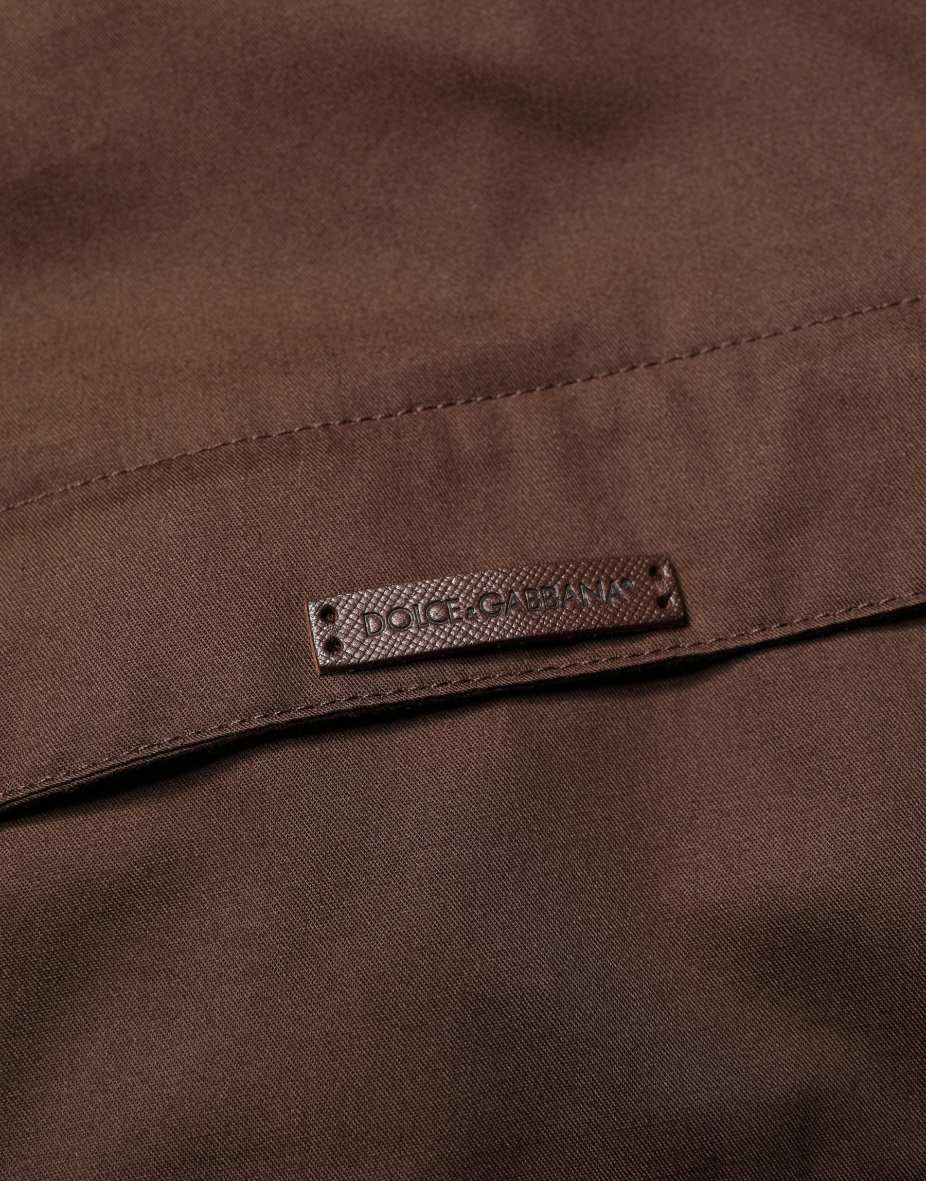 Dolce & Gabbana Brown Beige Cotton Zip Windbreaker Jacket | Regal Royce
