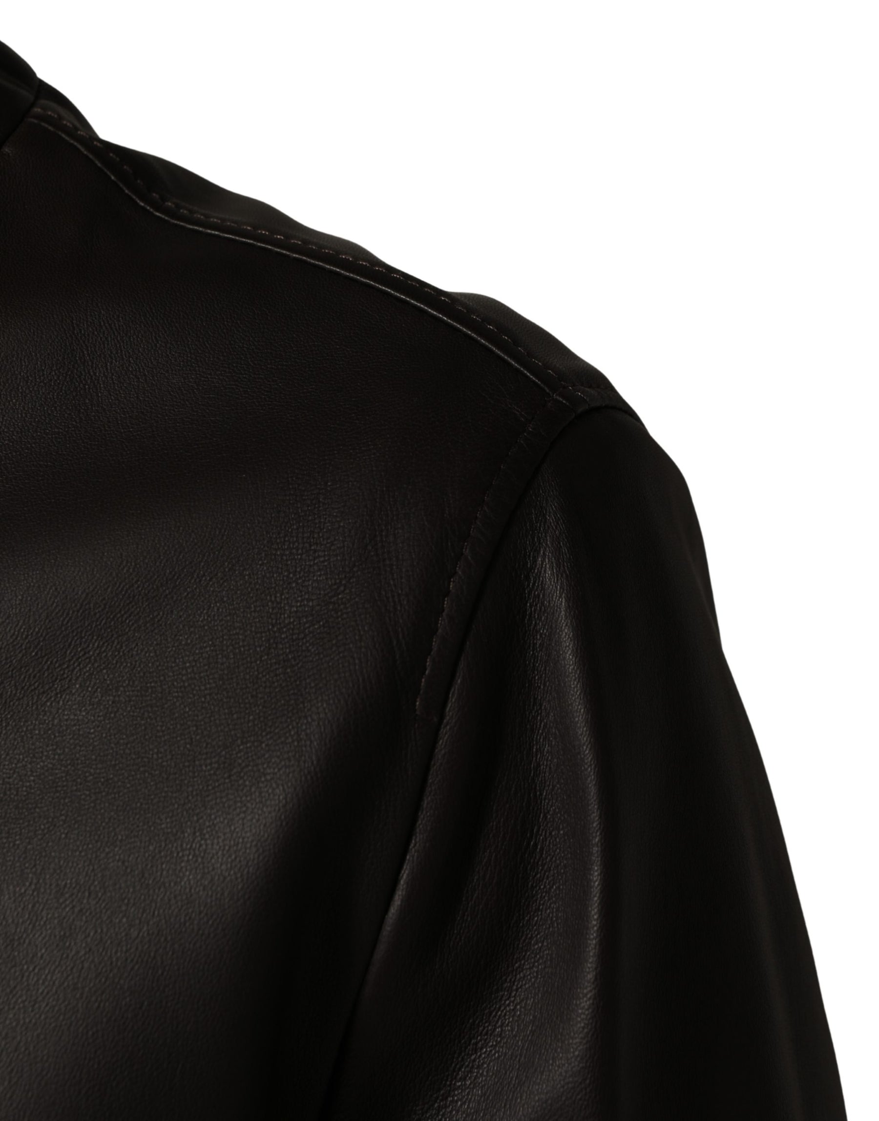 Dolce & Gabbana Black LambskinLeather Full Zip Biker Jacket | Regal Royce