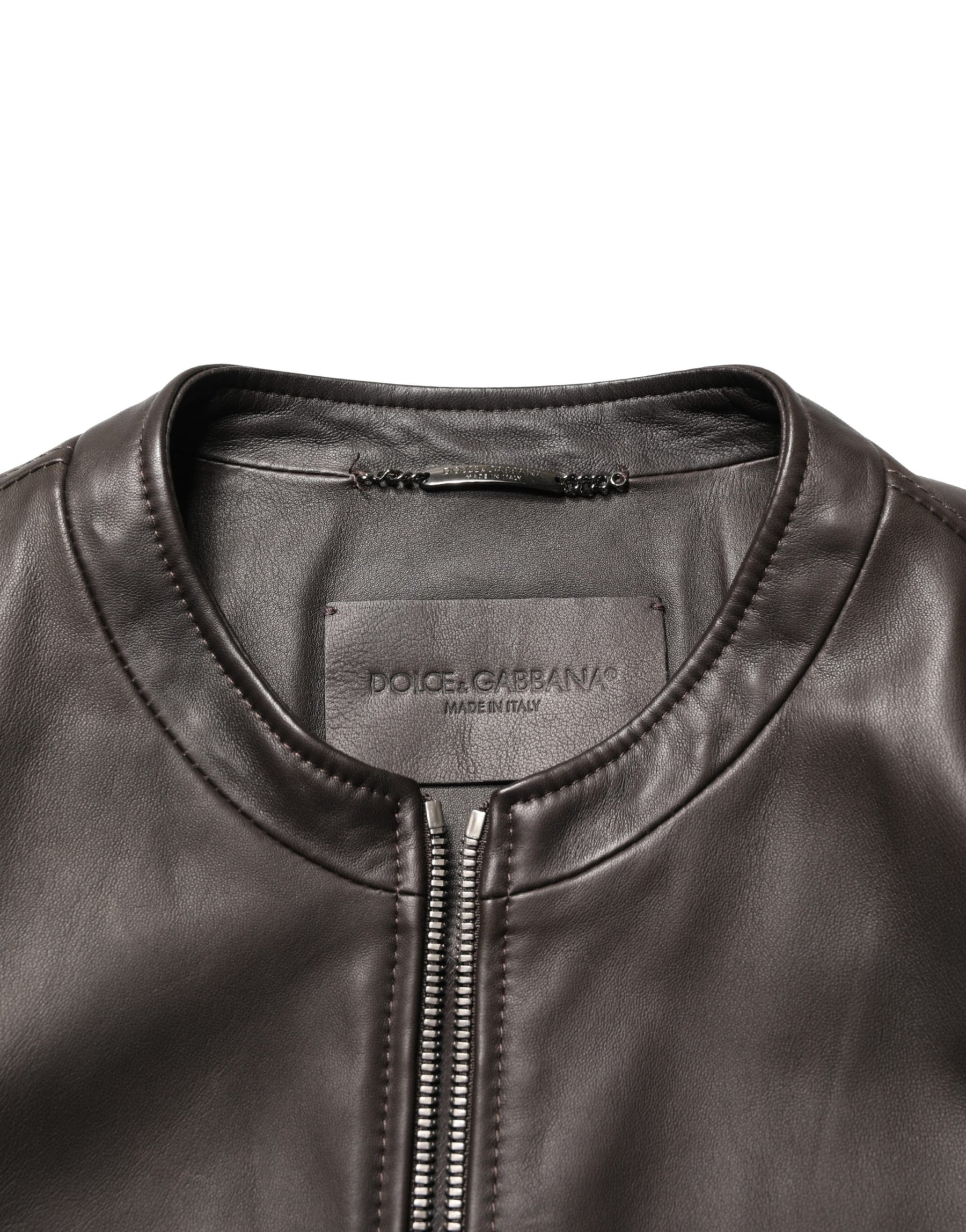 Dolce & Gabbana Black LambskinLeather Full Zip Biker Jacket | Regal Royce