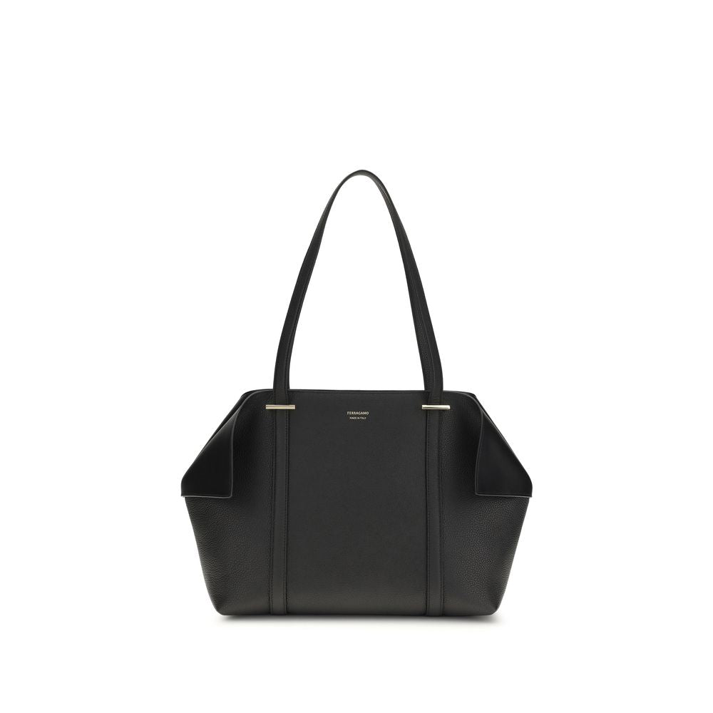 Ferragamo Black Calf Leather Bos Taurus Shoulder Bag | Regal Royce