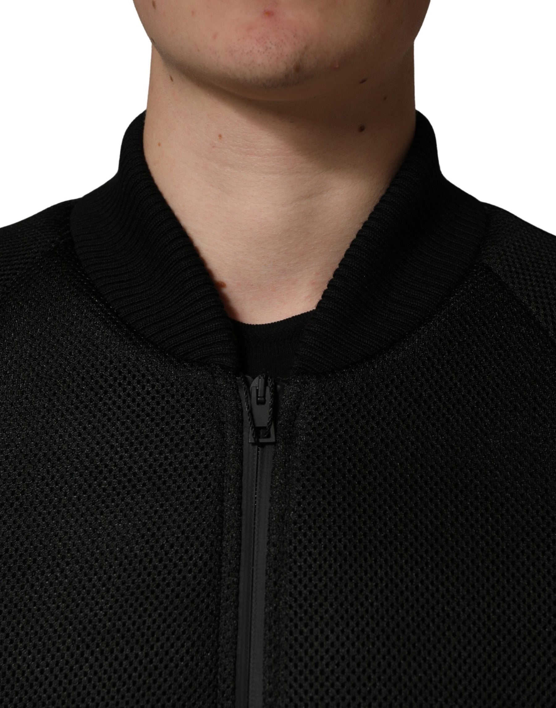 Dolce & Gabbana Men Black Nylon Full Zip Bomber Jacket | Regal Royce