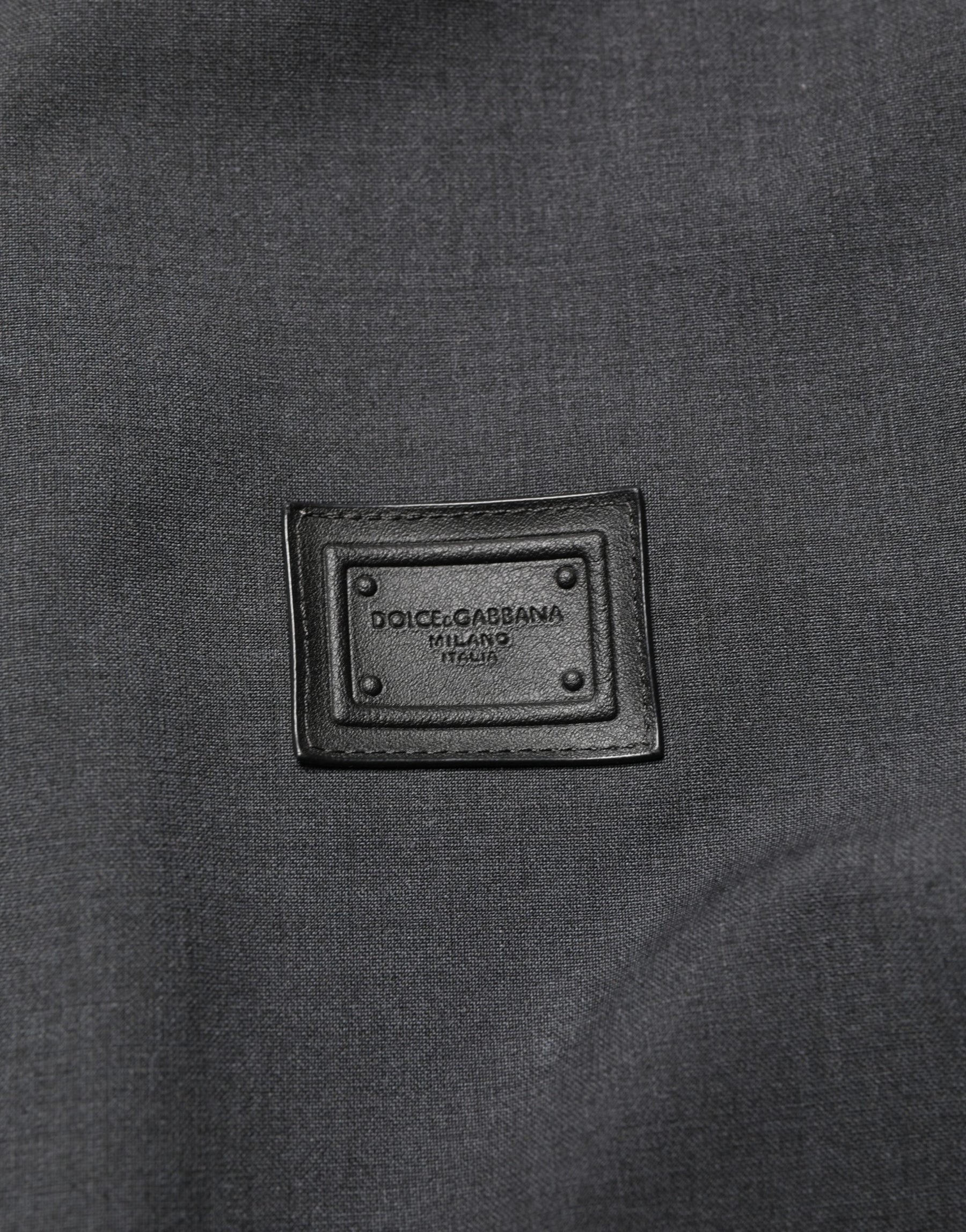 Dolce & Gabbana Black Wool Logo Full Zip Men Bomber Jacket | Regal Royce