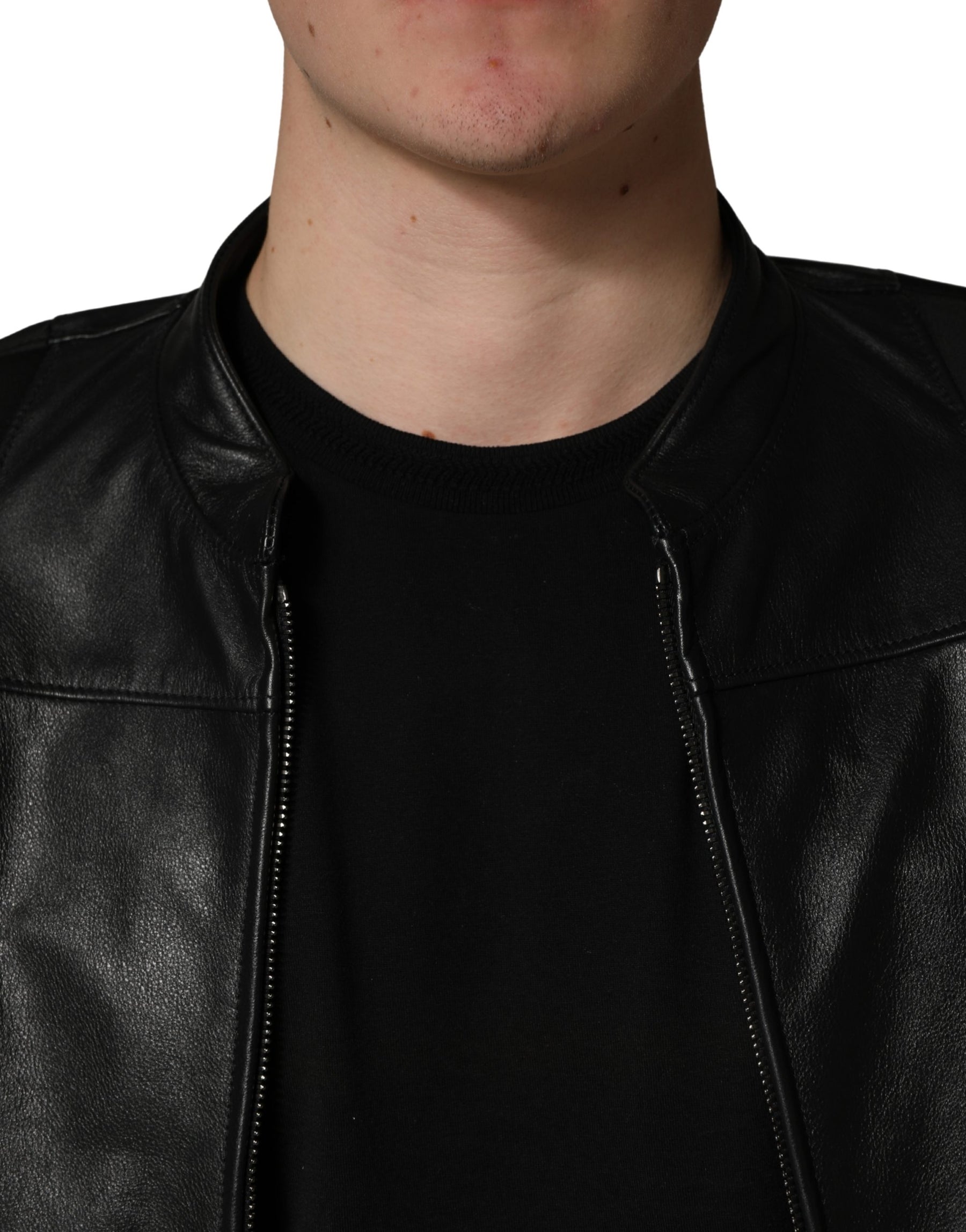 Dolce & Gabbana Black Nylon Full Zip Men Biker Coat Jacket | Regal Royce