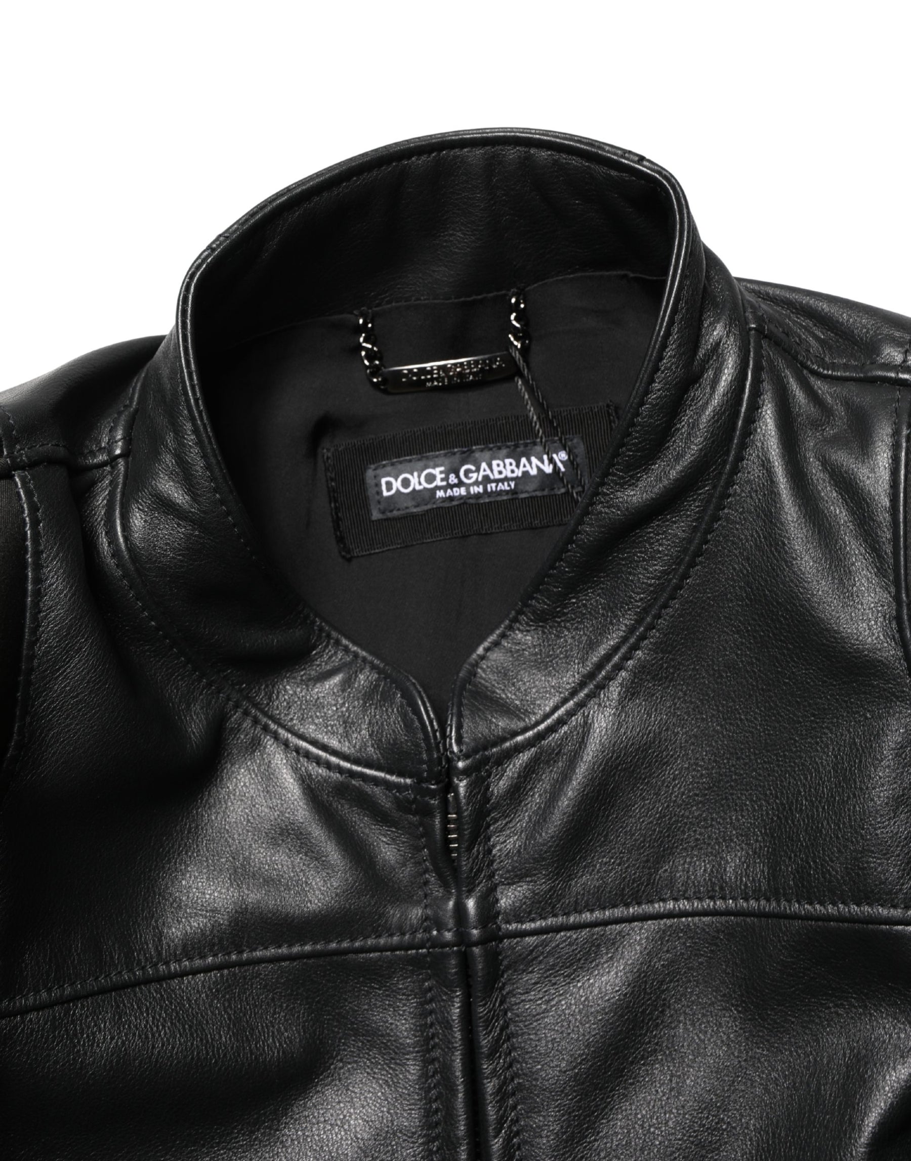 Dolce & Gabbana Black Nylon Full Zip Men Biker Coat Jacket | Regal Royce