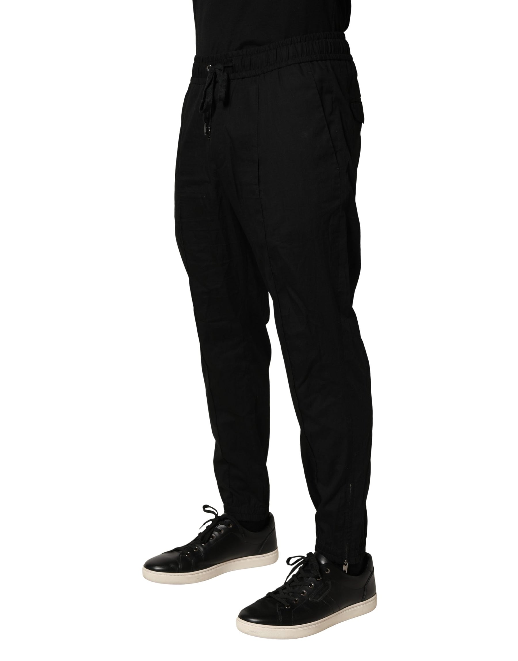 Dolce & Gabbana Black Cotton Skinny Men Jogger Trouser Pants | Regal Royce