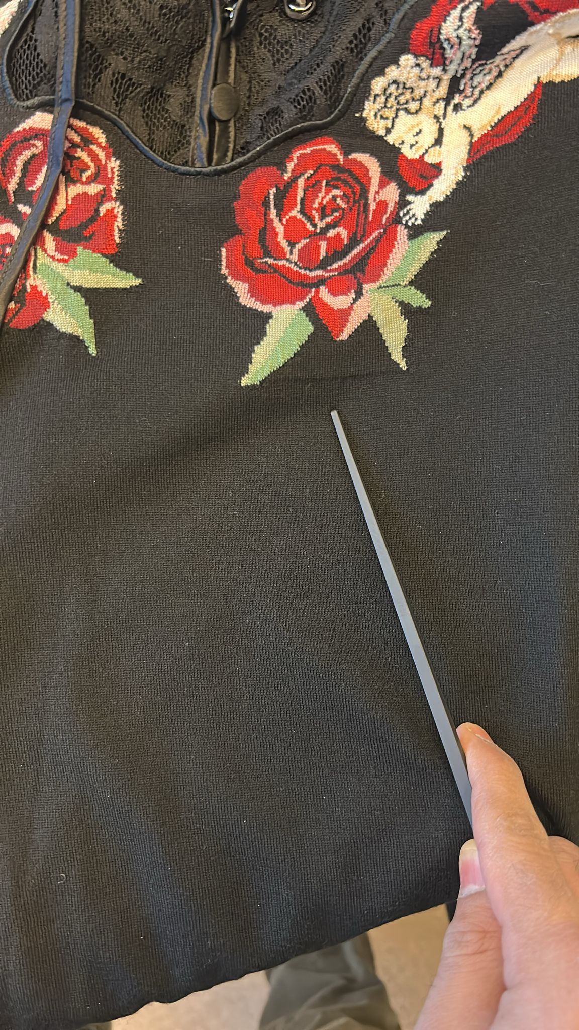 Dolce & Gabbana Black Lace Angel Roses Cardigan Sweater | Regal Royce