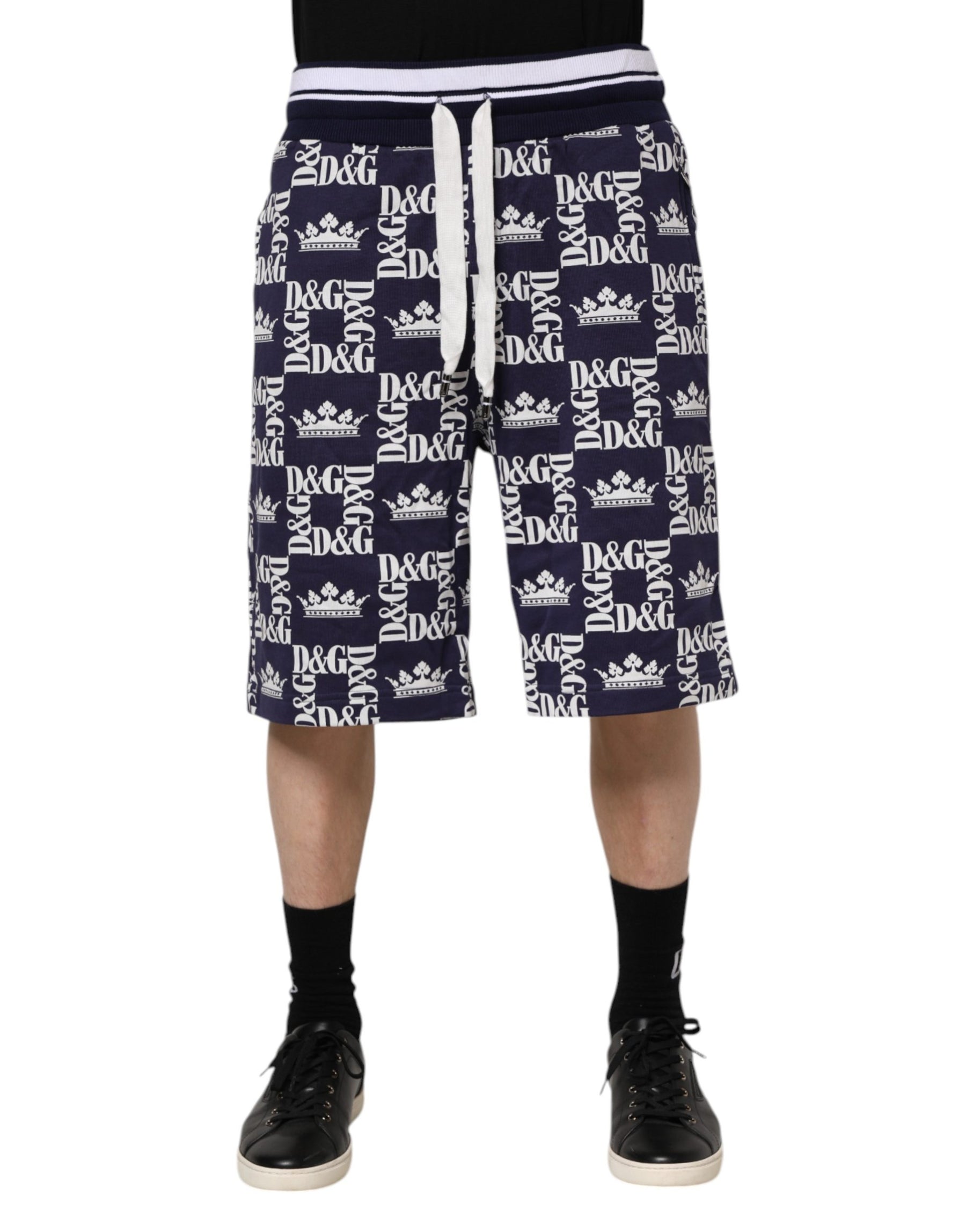 Dolce & Gabbana Blue DG Logo Print Chino Men Bermuda Shorts | Regal Royce