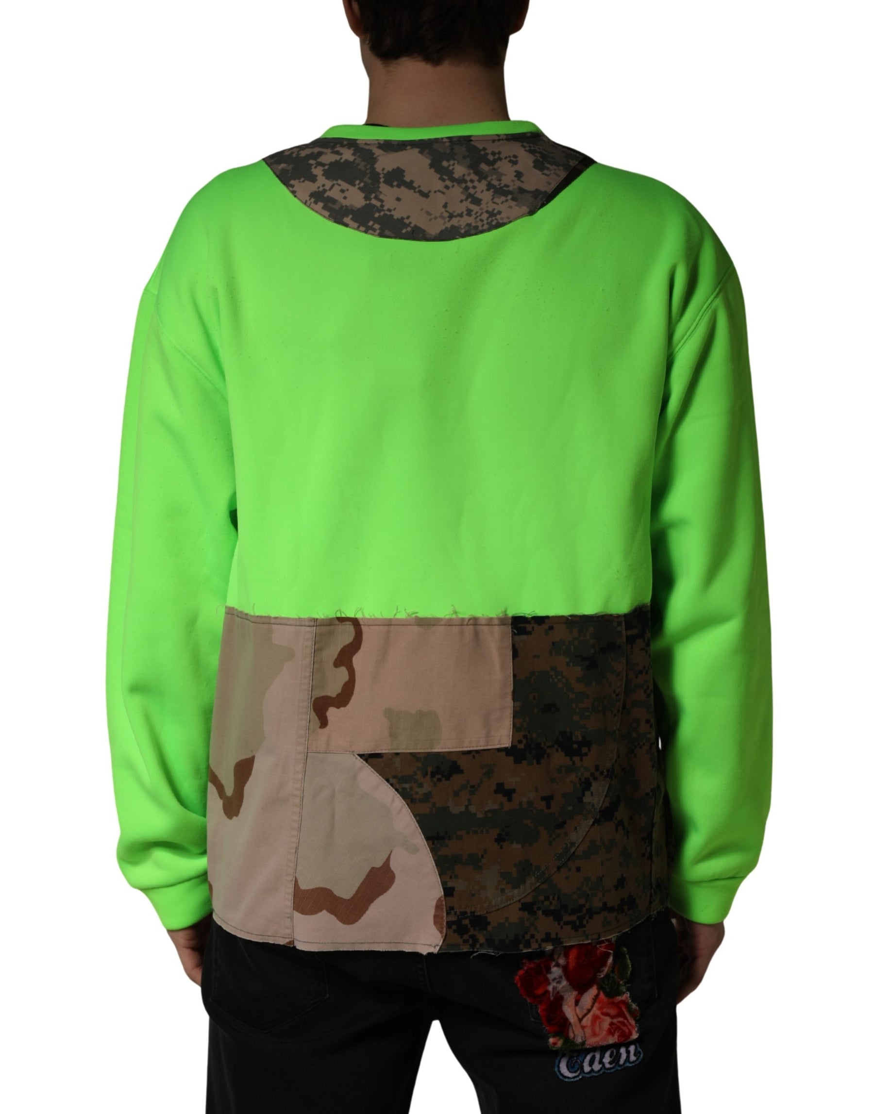 Dolce & Gabbana Green Patchwork Heart Men Sweatshirt Sweater | Regal Royce