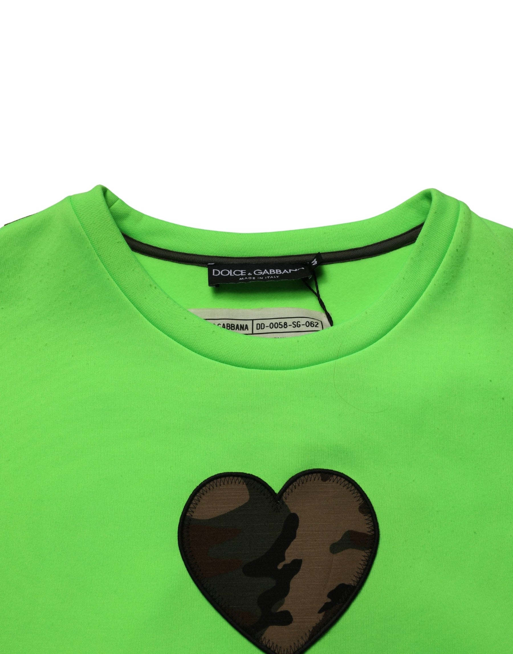 Dolce & Gabbana Green Patchwork Heart Men Sweatshirt Sweater | Regal Royce