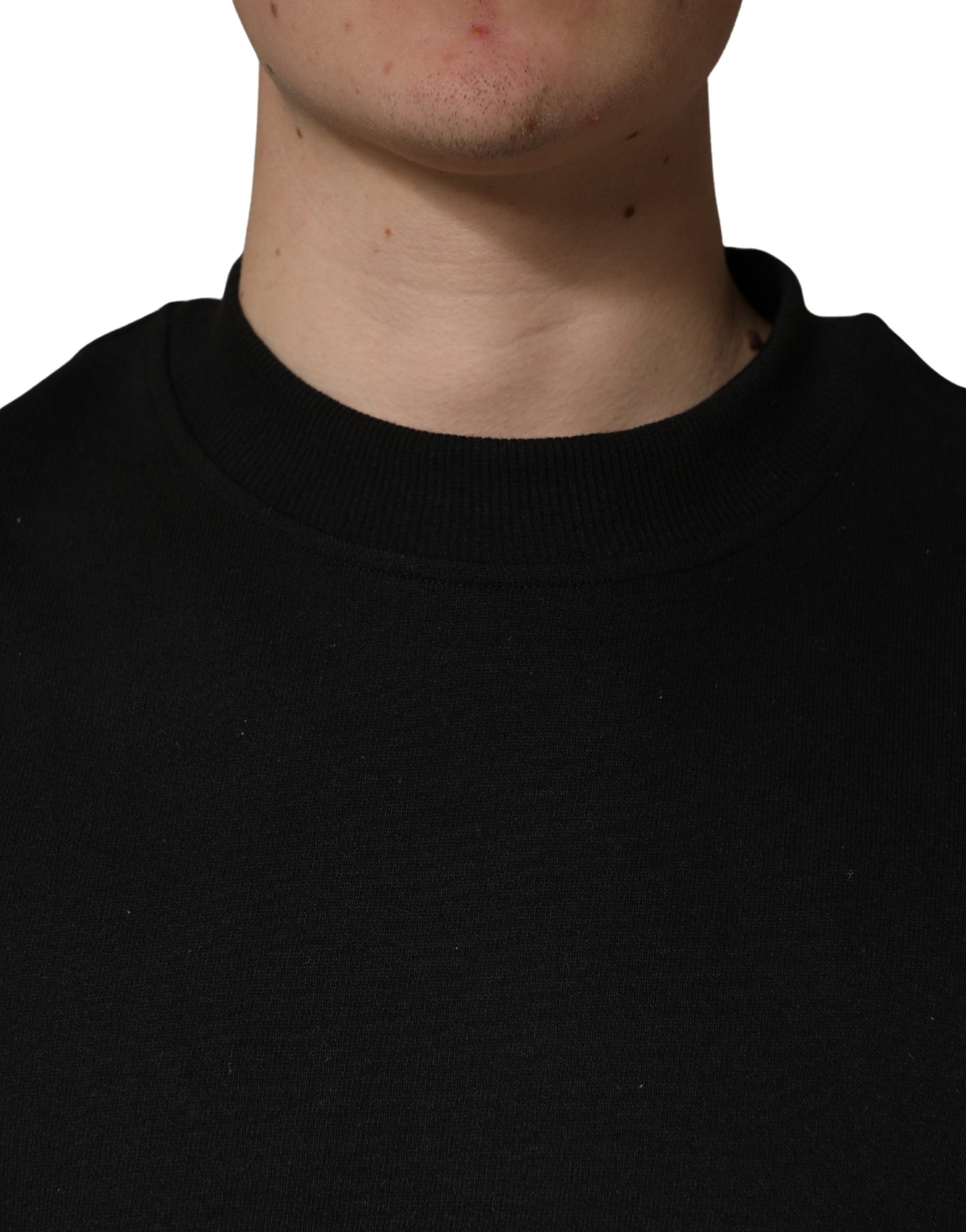 Dolce & Gabbana Black Cotton Crew Neck Sweatshirt  Sweater | Regal Royce