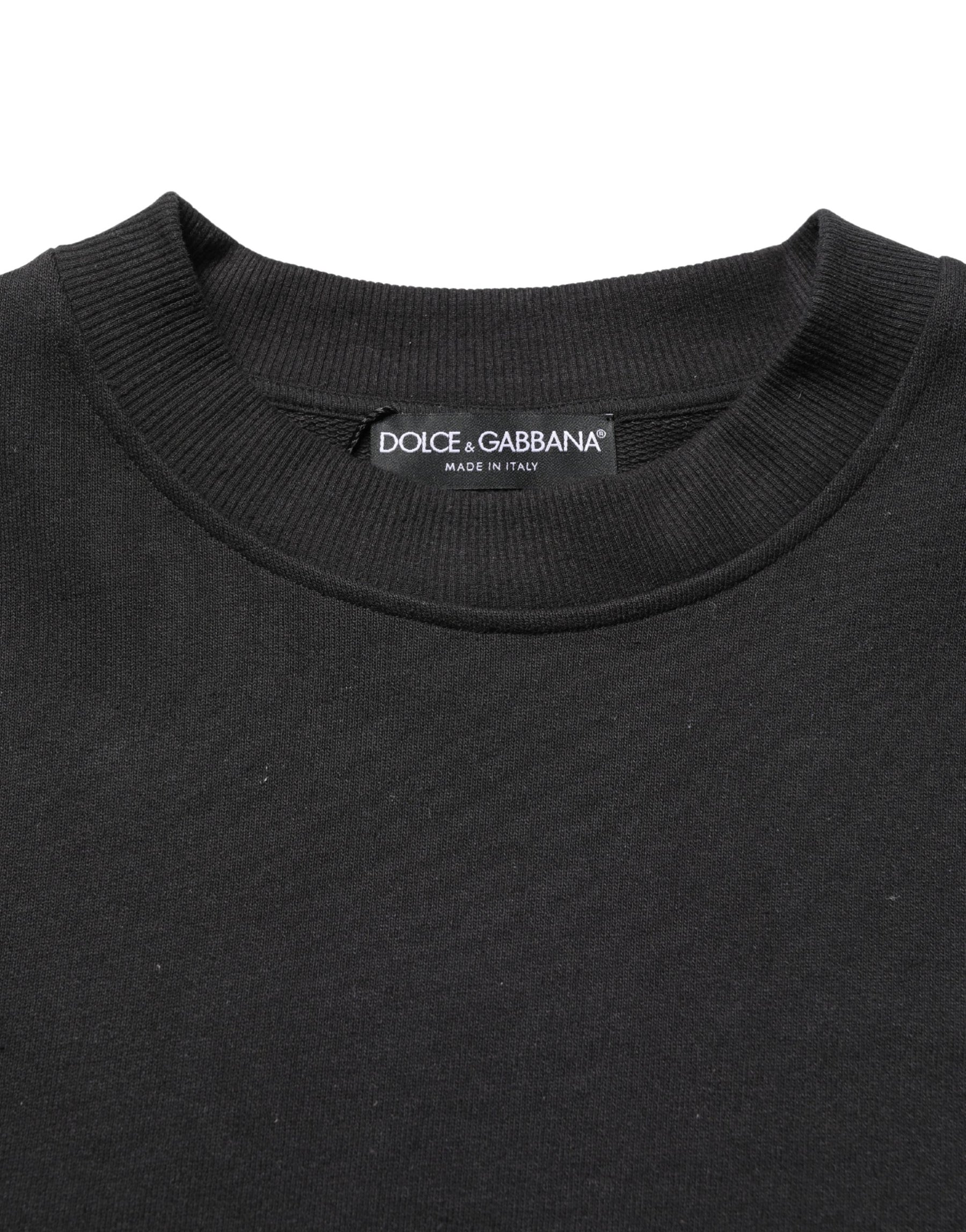 Dolce & Gabbana Black Cotton Crew Neck Sweatshirt  Sweater | Regal Royce