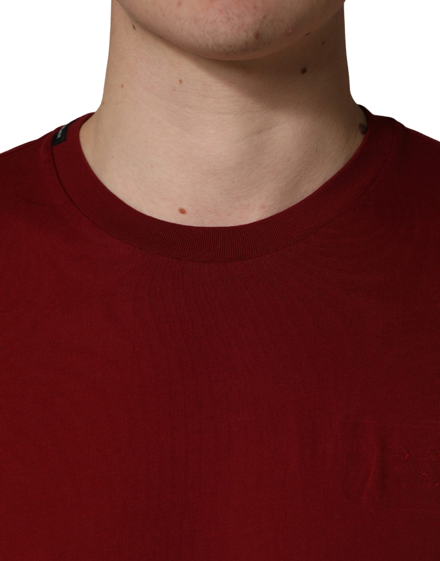 Dolce & Gabbana Maroon Cotton Crew Neck Short Sleeves T-shirt | Regal Royce