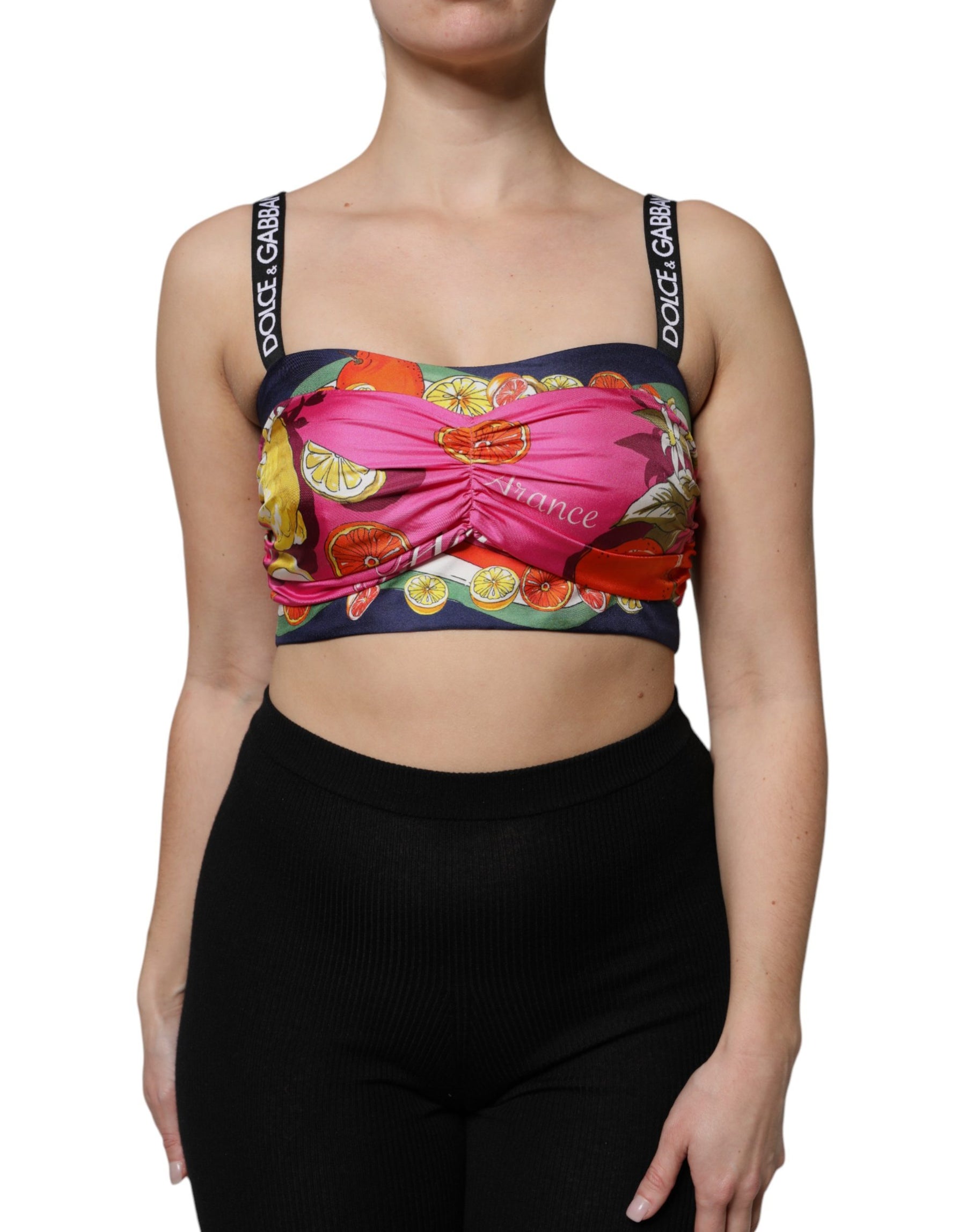 Dolce & Gabbana Multicolor Silk Cropped Bustier Corset Top | Regal Royce