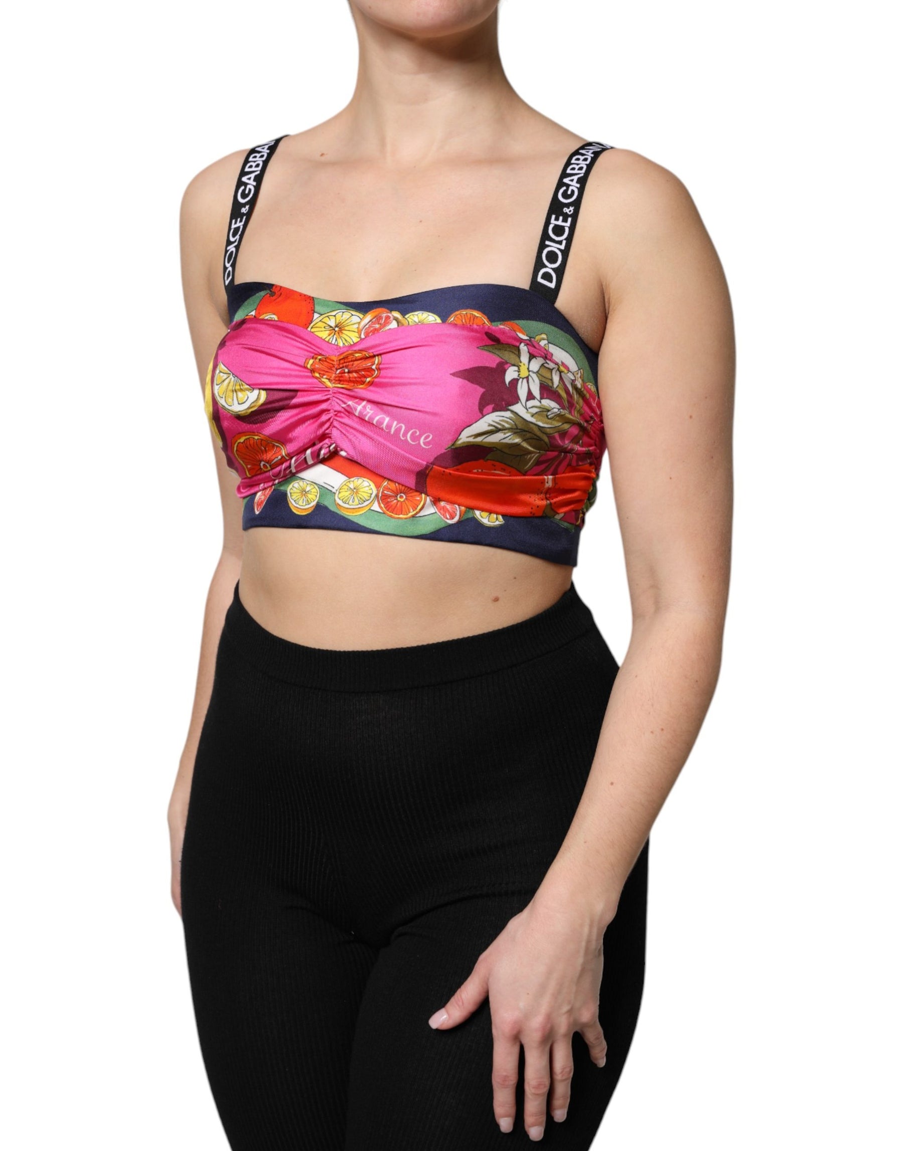 Dolce & Gabbana Multicolor Silk Cropped Bustier Corset Top | Regal Royce