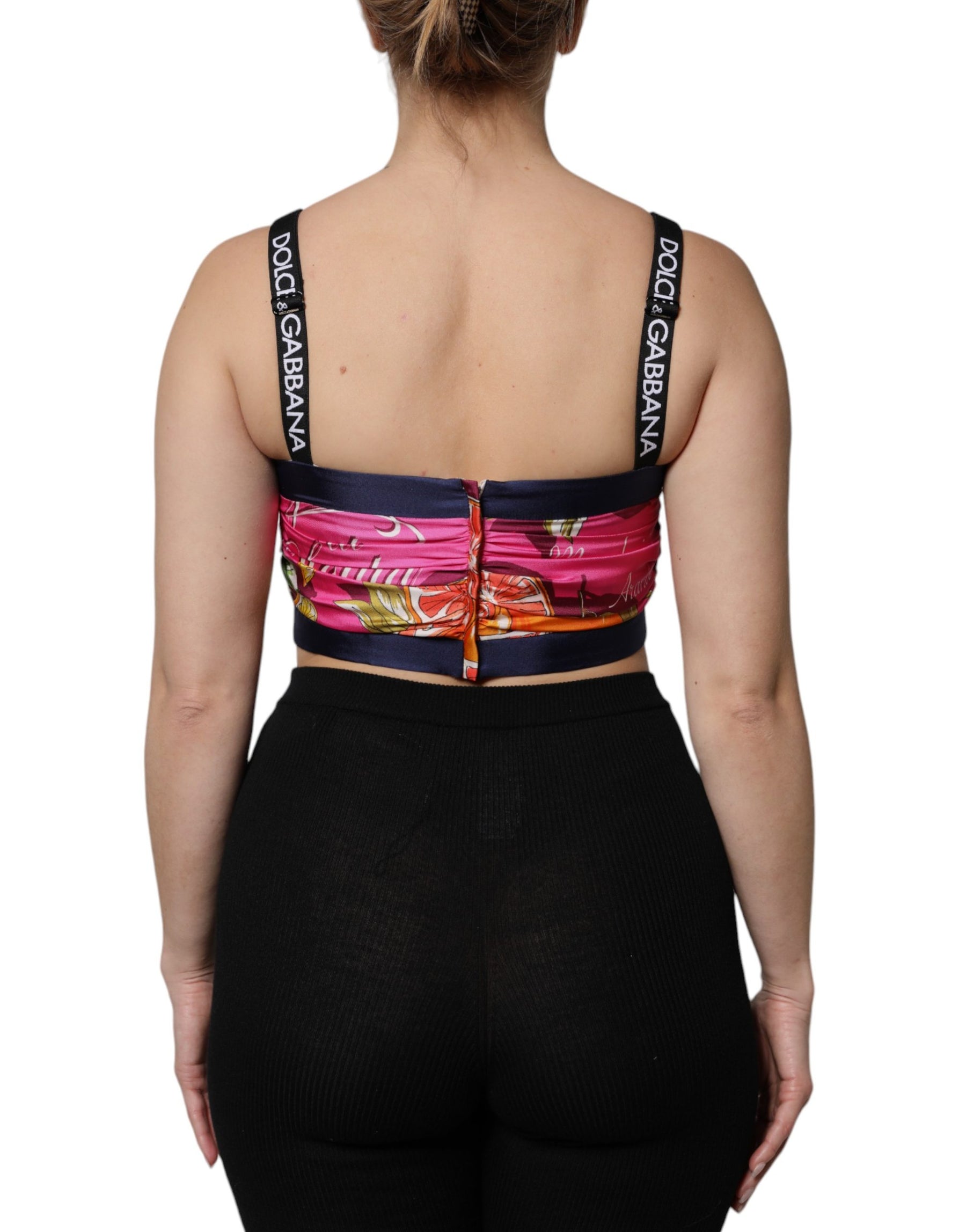 Dolce & Gabbana Multicolor Silk Cropped Bustier Corset Top | Regal Royce