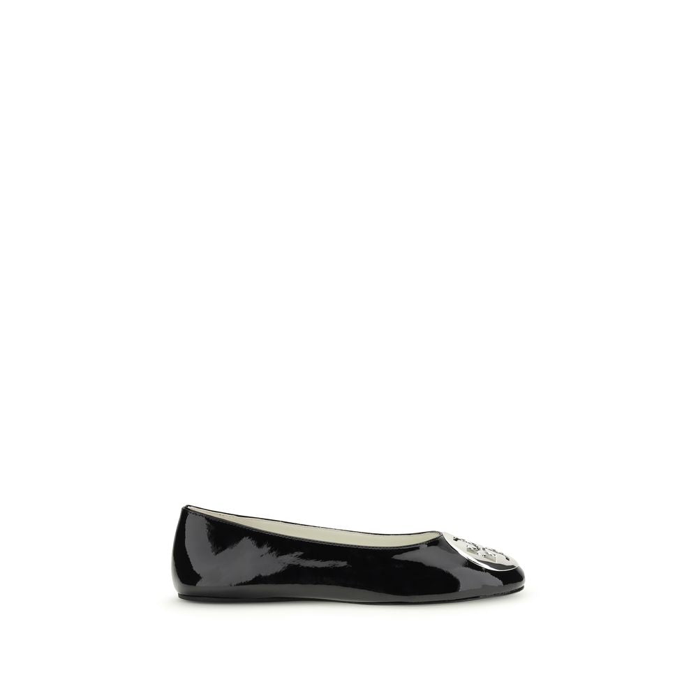 Tory Burch Black Calf Leather Bos Taurus Ballet Flats | Regal Royce