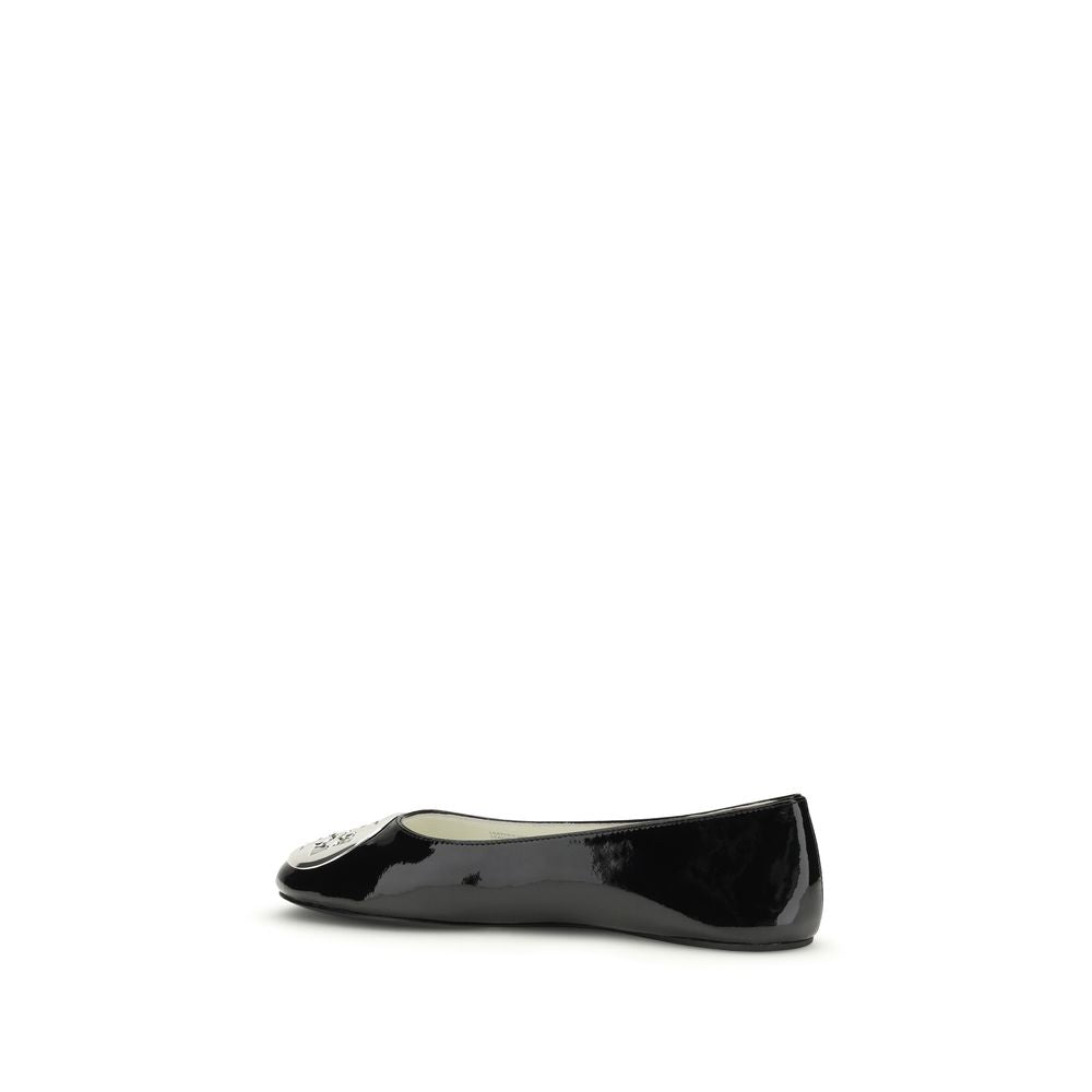 Tory Burch Black Calf Leather Bos Taurus Ballet Flats | Regal Royce