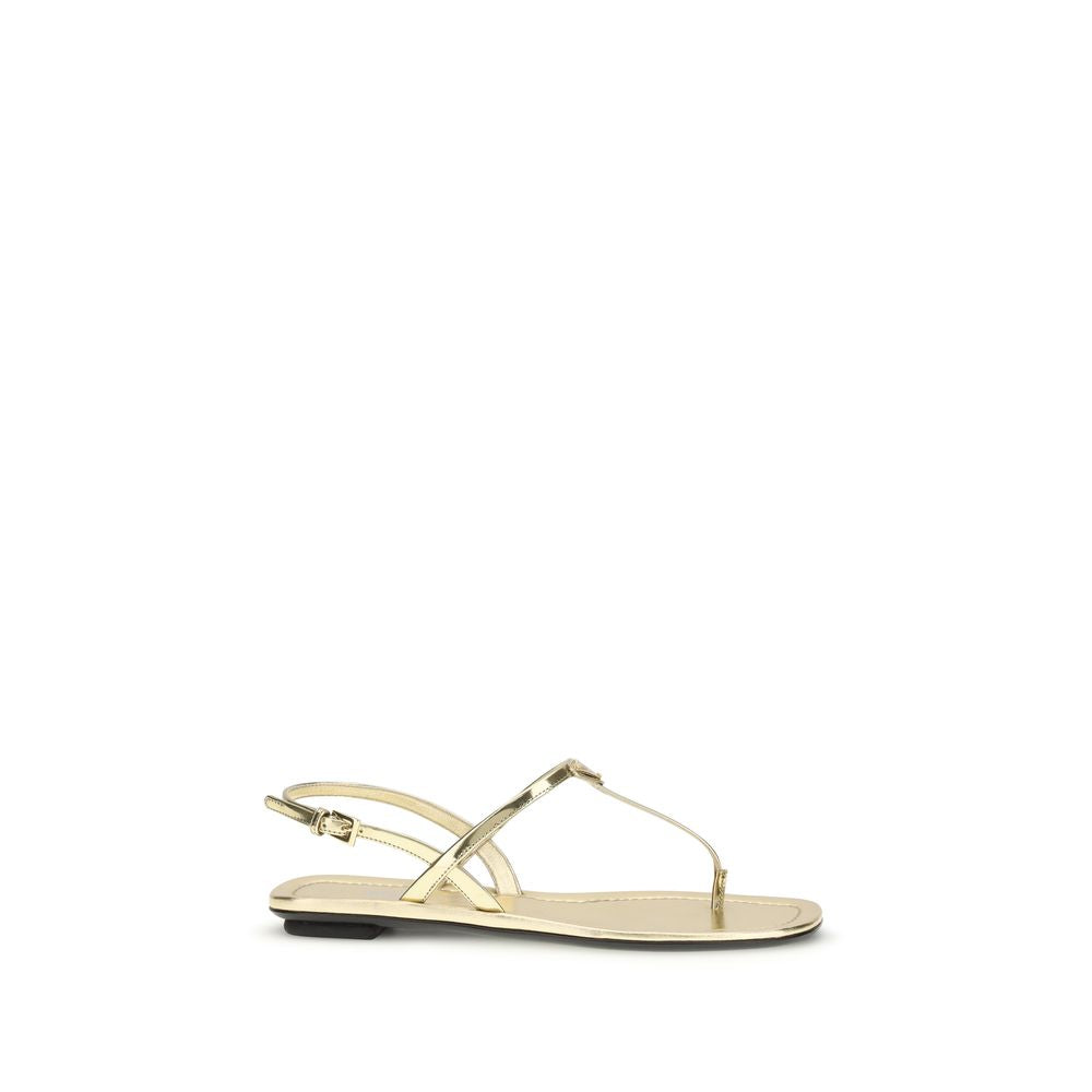 Prada Silver Calf Leather Bos Taurus Flat Sandals | Regal Royce