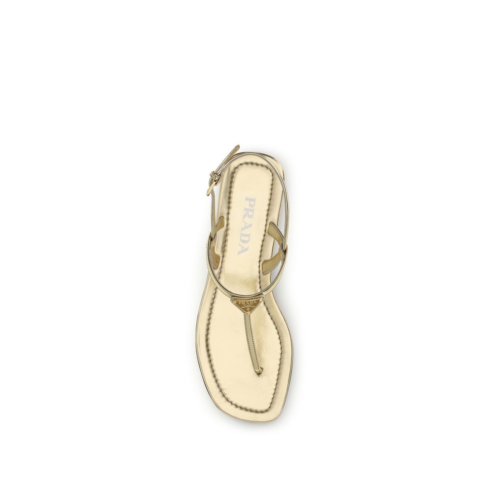 Prada Silver Calf Leather Bos Taurus Flat Sandals | Regal Royce