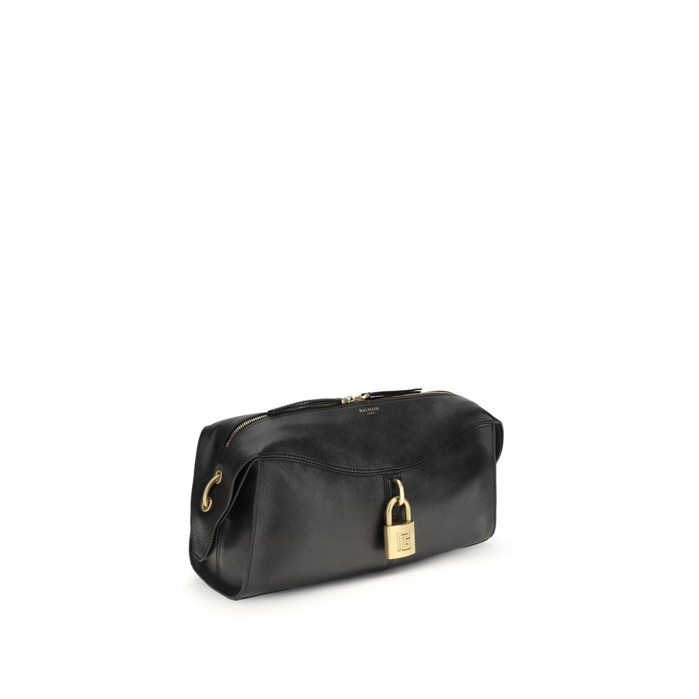 Balmain Black Calf Leather Bos Taurus Shoulder Bag | Regal Royce