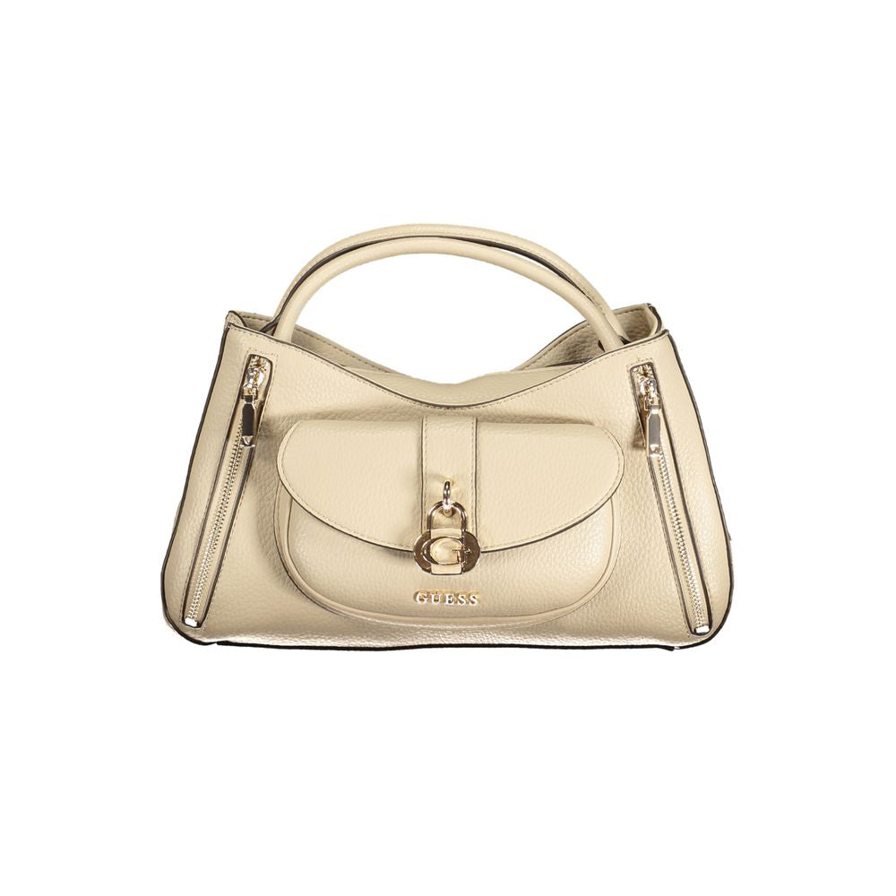 Guess Jeans Beige Polyurethane Women Handbag | Regal Royce