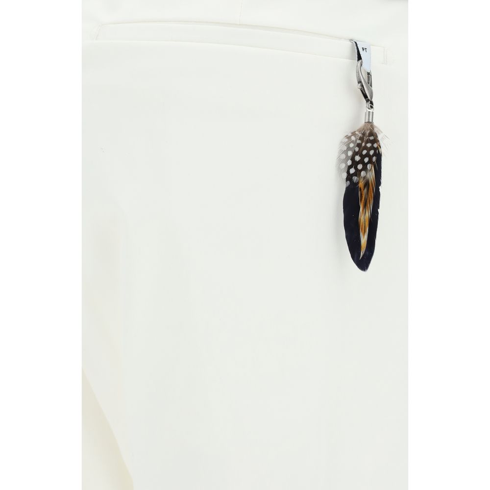 PT Torino White Cotton Casual Pants | Regal Royce