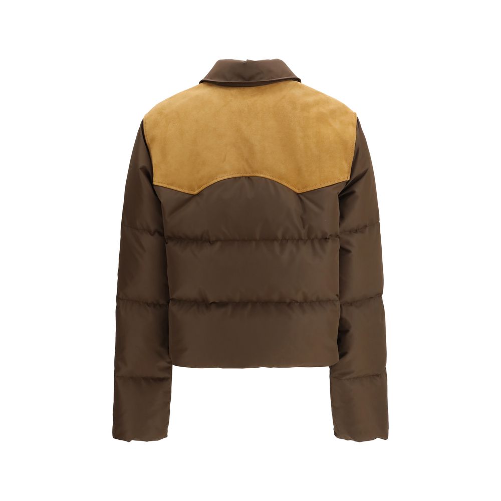 Miu Miu Brown Recycled Polyester Full-Length Jacket | Regal Royce