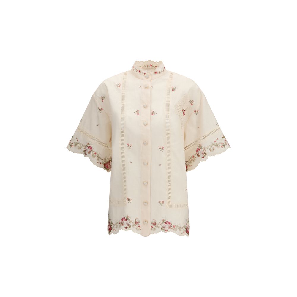 Zimmermann Beige Linen Pattern Shirt | Regal Royce