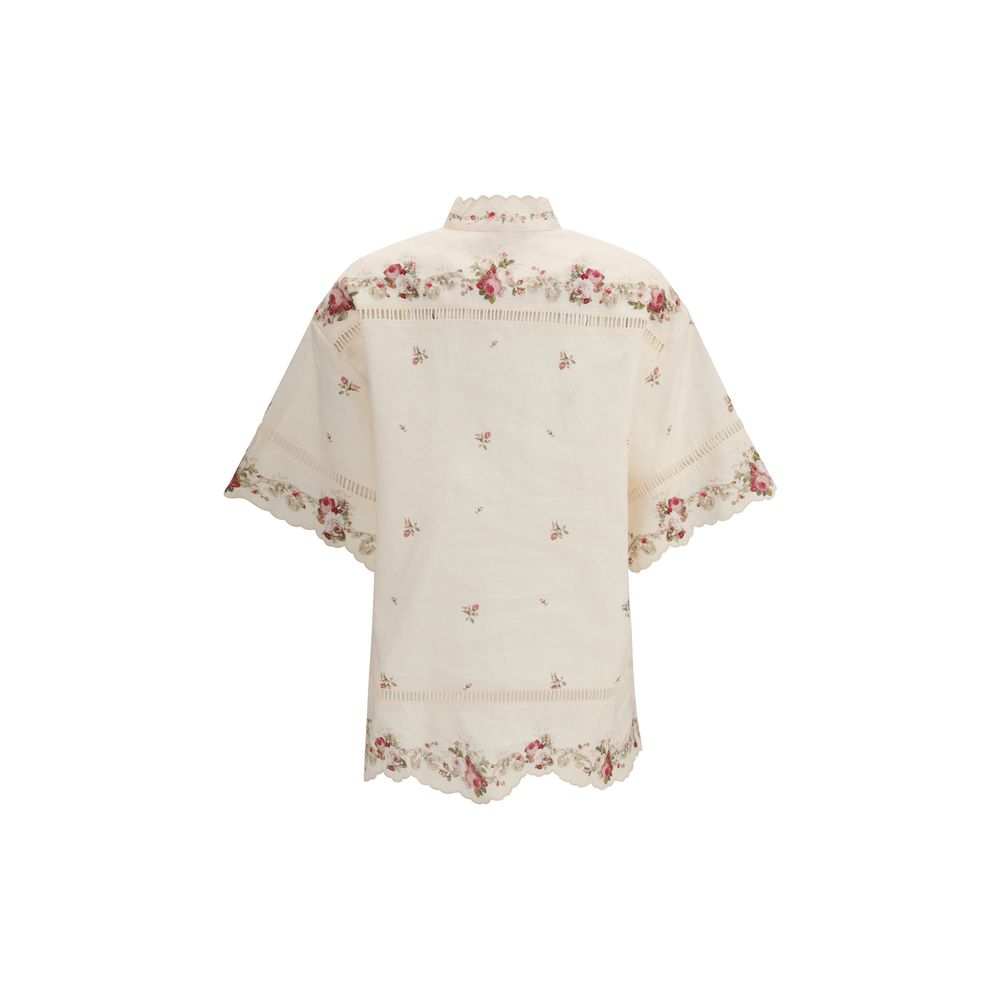 Zimmermann Beige Linen Pattern Shirt | Regal Royce
