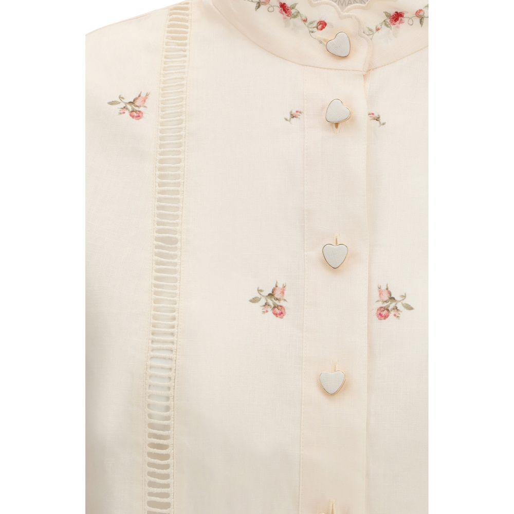 Zimmermann Beige Linen Pattern Shirt | Regal Royce