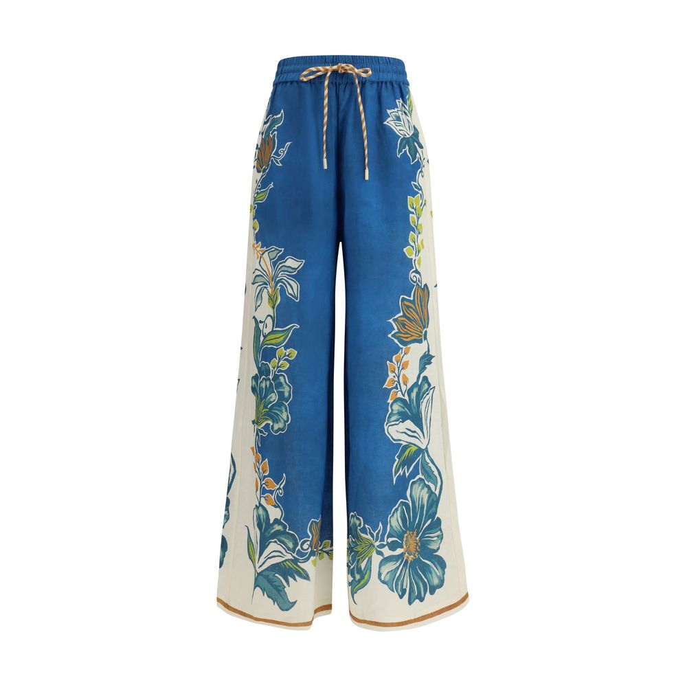Alemais Blue Linen Casual Pants | Regal Royce