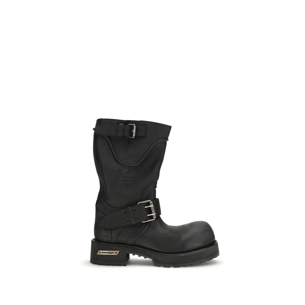Balenciaga Black Calf Leather Bos Taurus Lace-Up Boots | Regal Royce