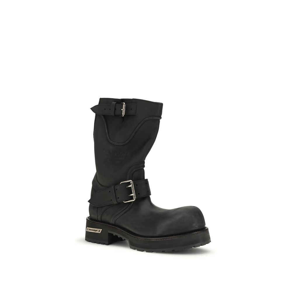 Balenciaga Black Calf Leather Bos Taurus Lace-Up Boots | Regal Royce
