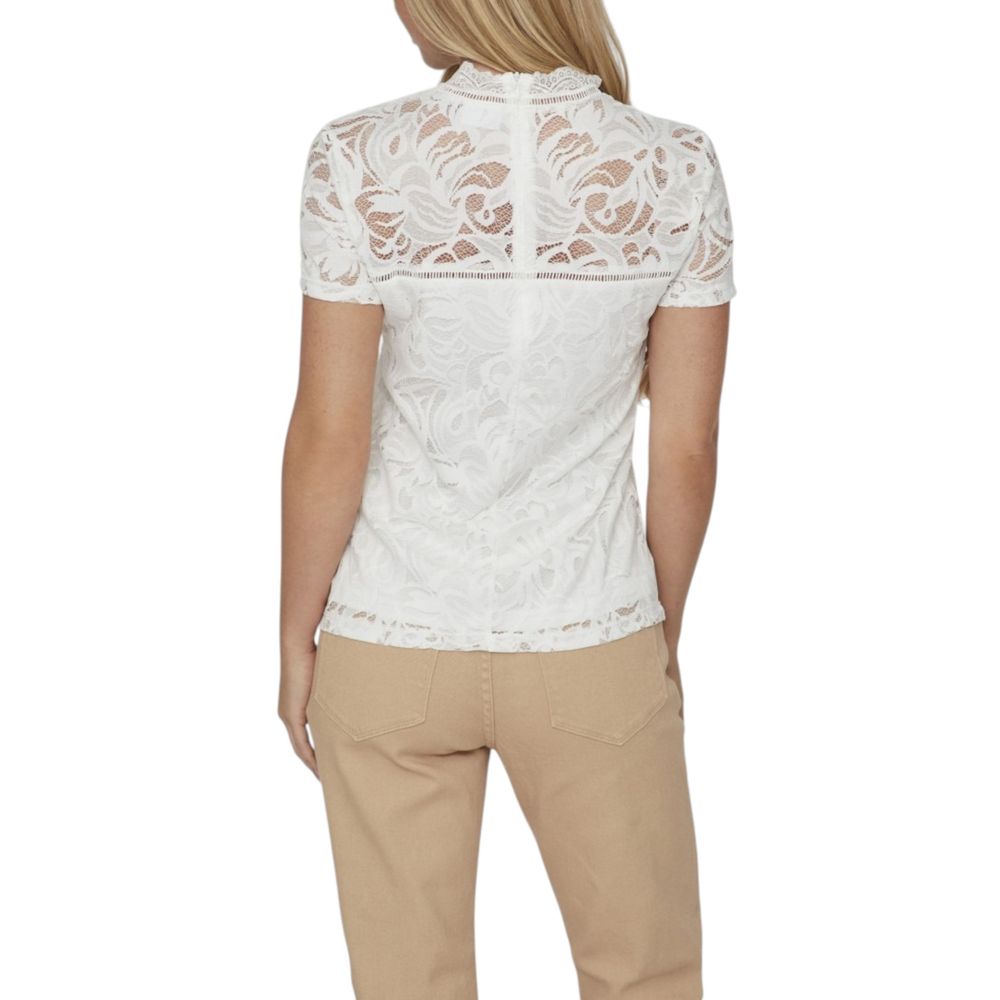 Vila Clothes Cream Polyamide T-Shirt | Regal Royce