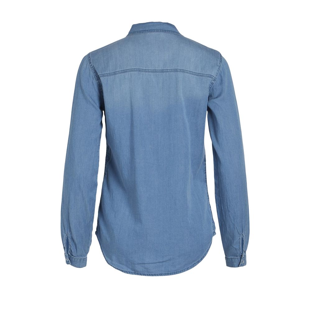 Vila Clothes Light Blue Cotton Blouse | Regal Royce