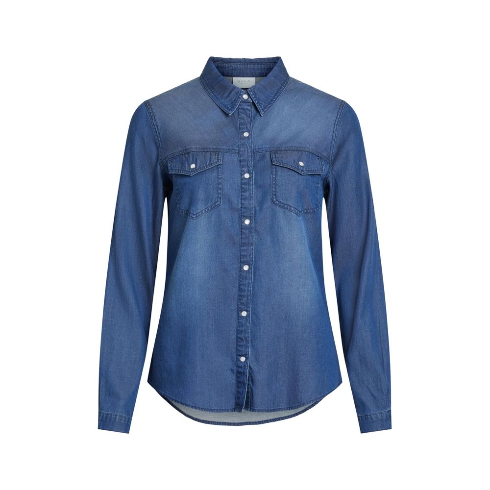 Vila Clothes Blue Cotton Blouse | Regal Royce