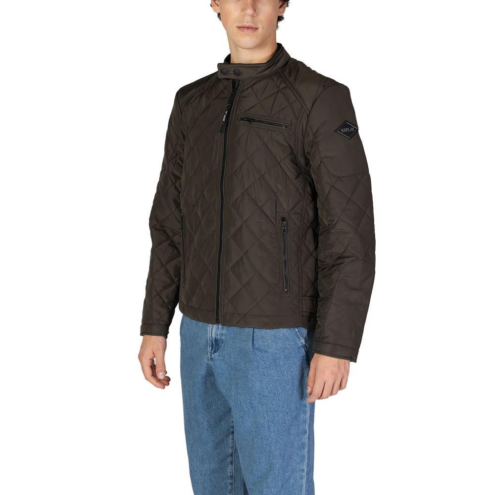Replay Green Polyamide Biker Jacket | Regal Royce