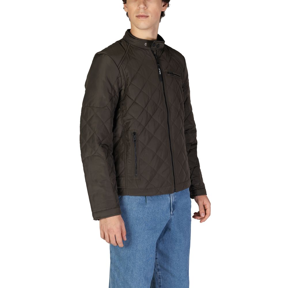 Replay Green Polyamide Biker Jacket | Regal Royce