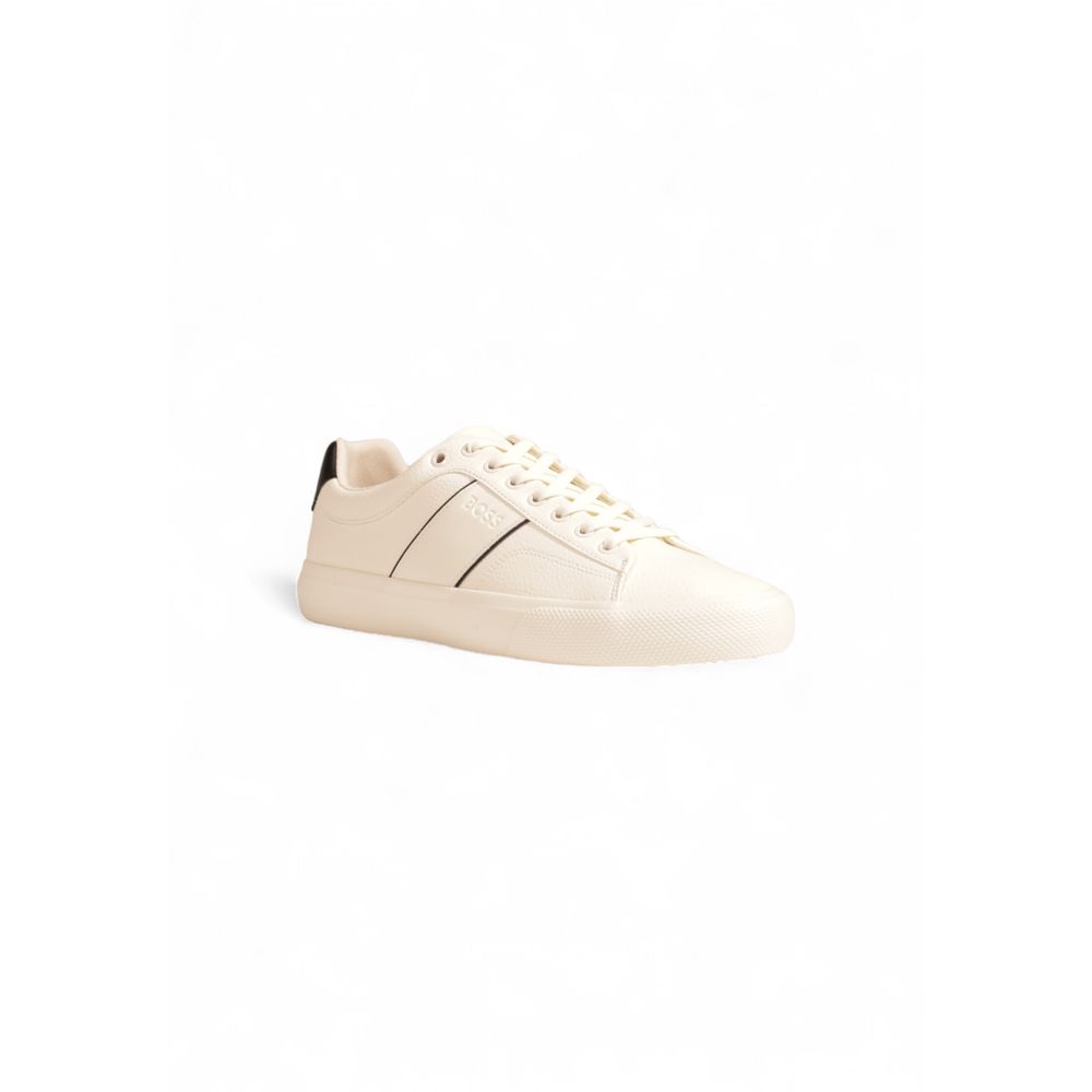 Hugo Boss Cream Leather Low Top Sneakers | Regal Royce