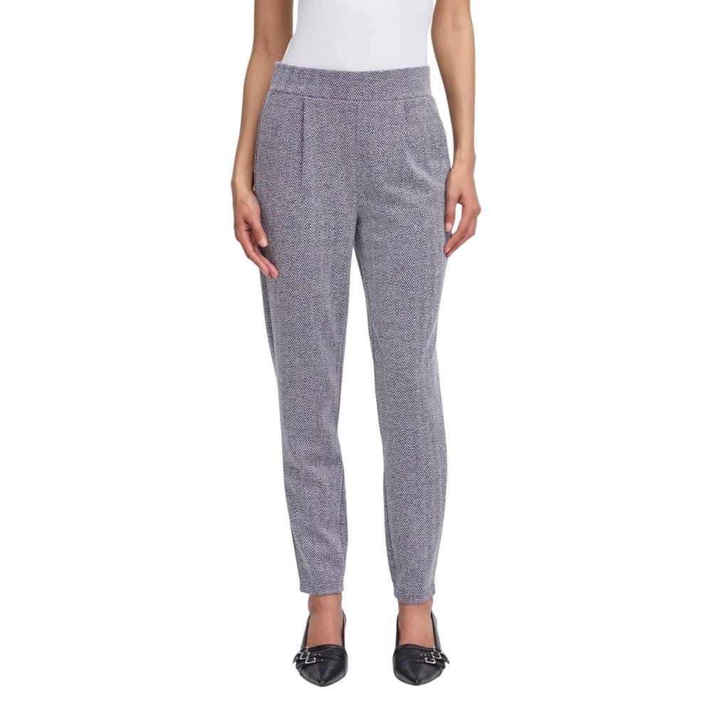 ICHI Blue Polyester Skinny Pants | Regal Royce