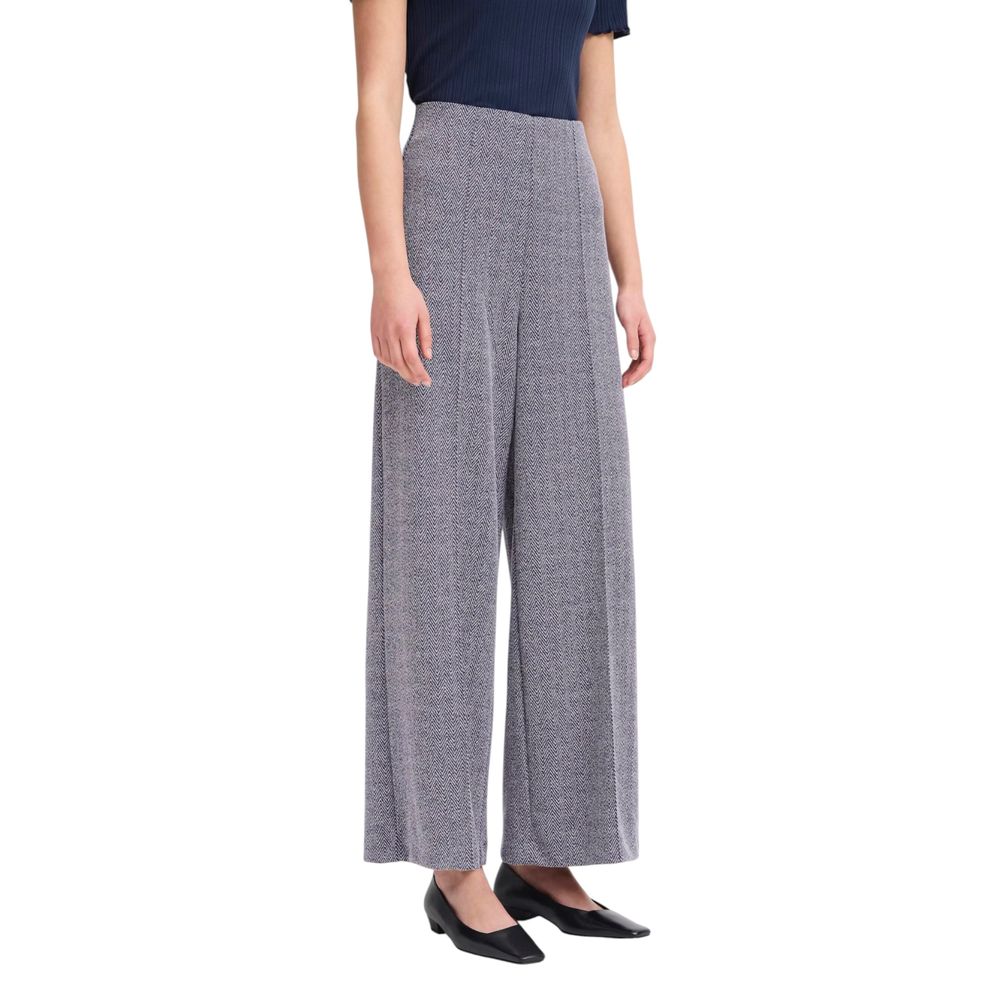 ICHI Blue Polyester Casual Pants | Regal Royce