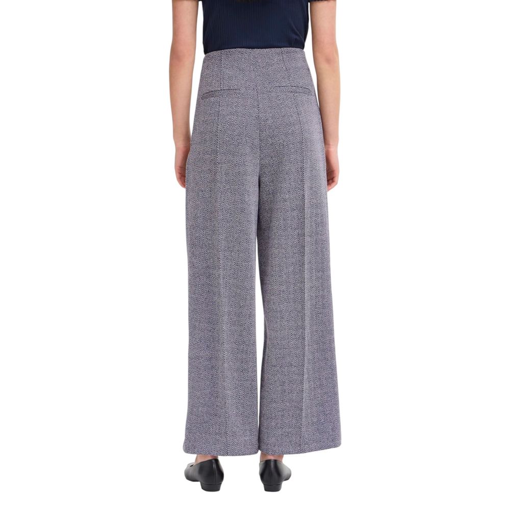 ICHI Blue Polyester Casual Pants | Regal Royce