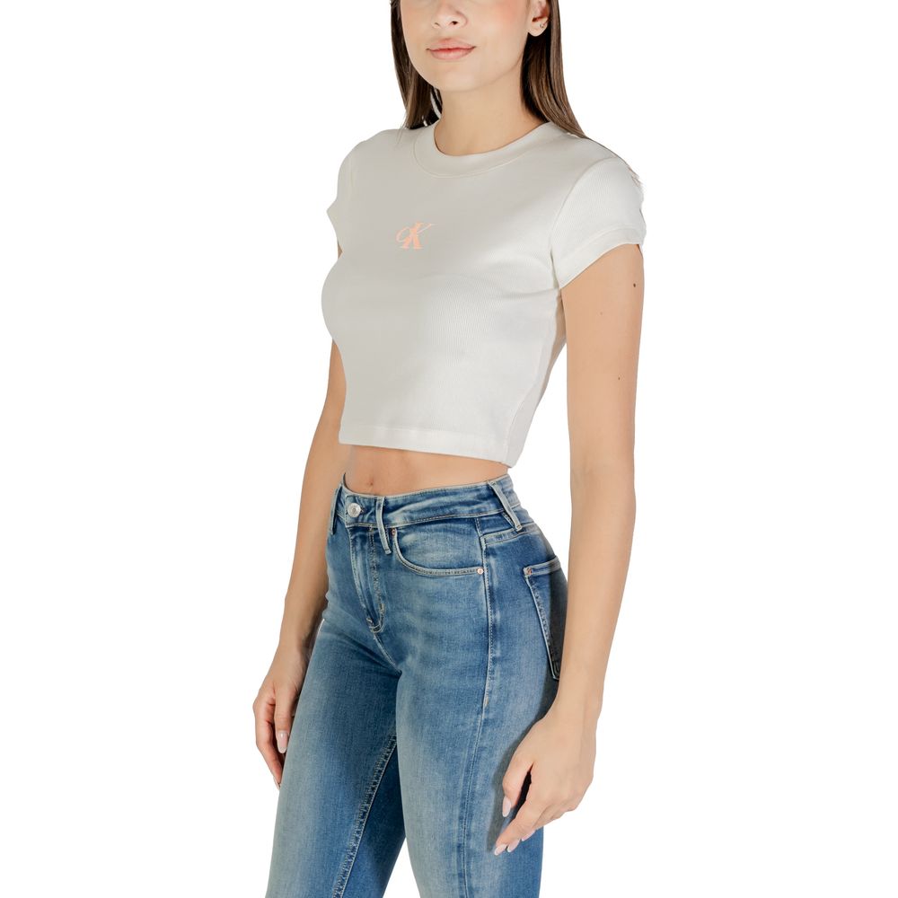 Calvin Klein Jeans Cream Cotton T-Shirt | Regal Royce