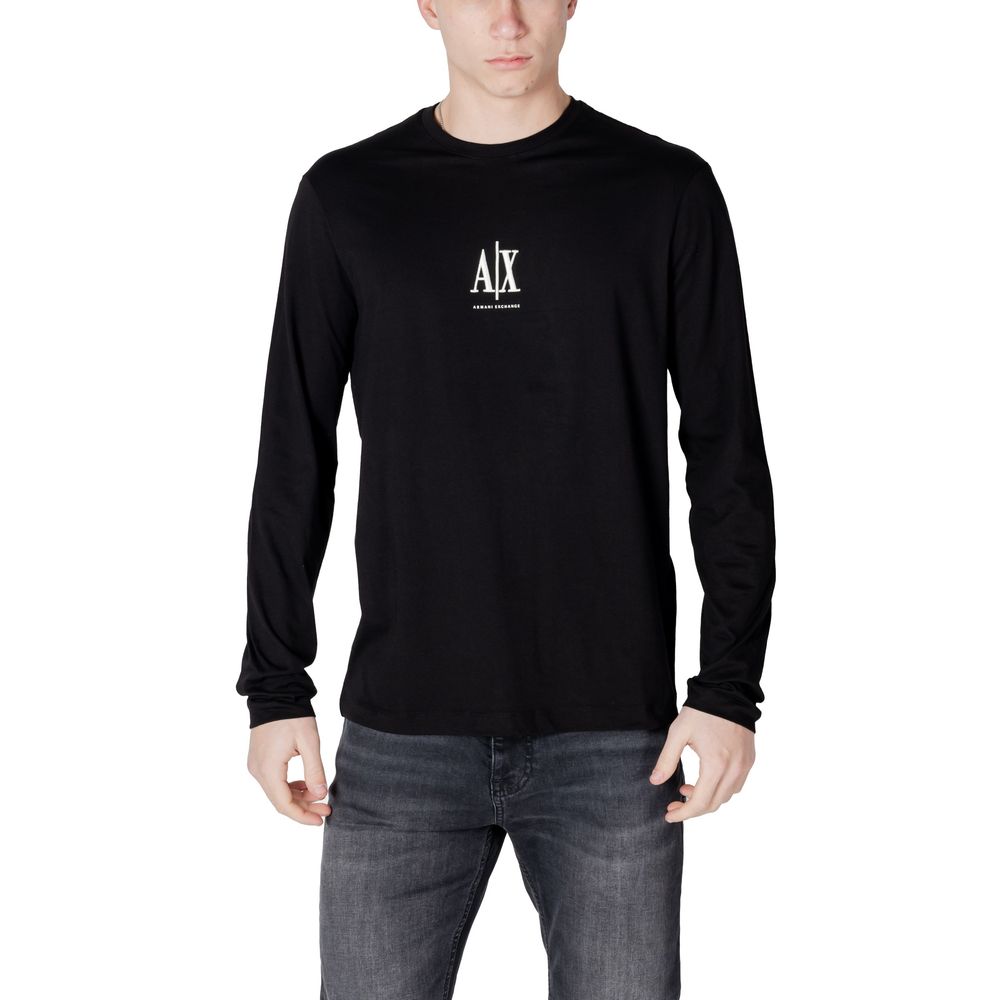 Armani Exchange Black Cotton Long Sleeve T-Shirt | Regal Royce