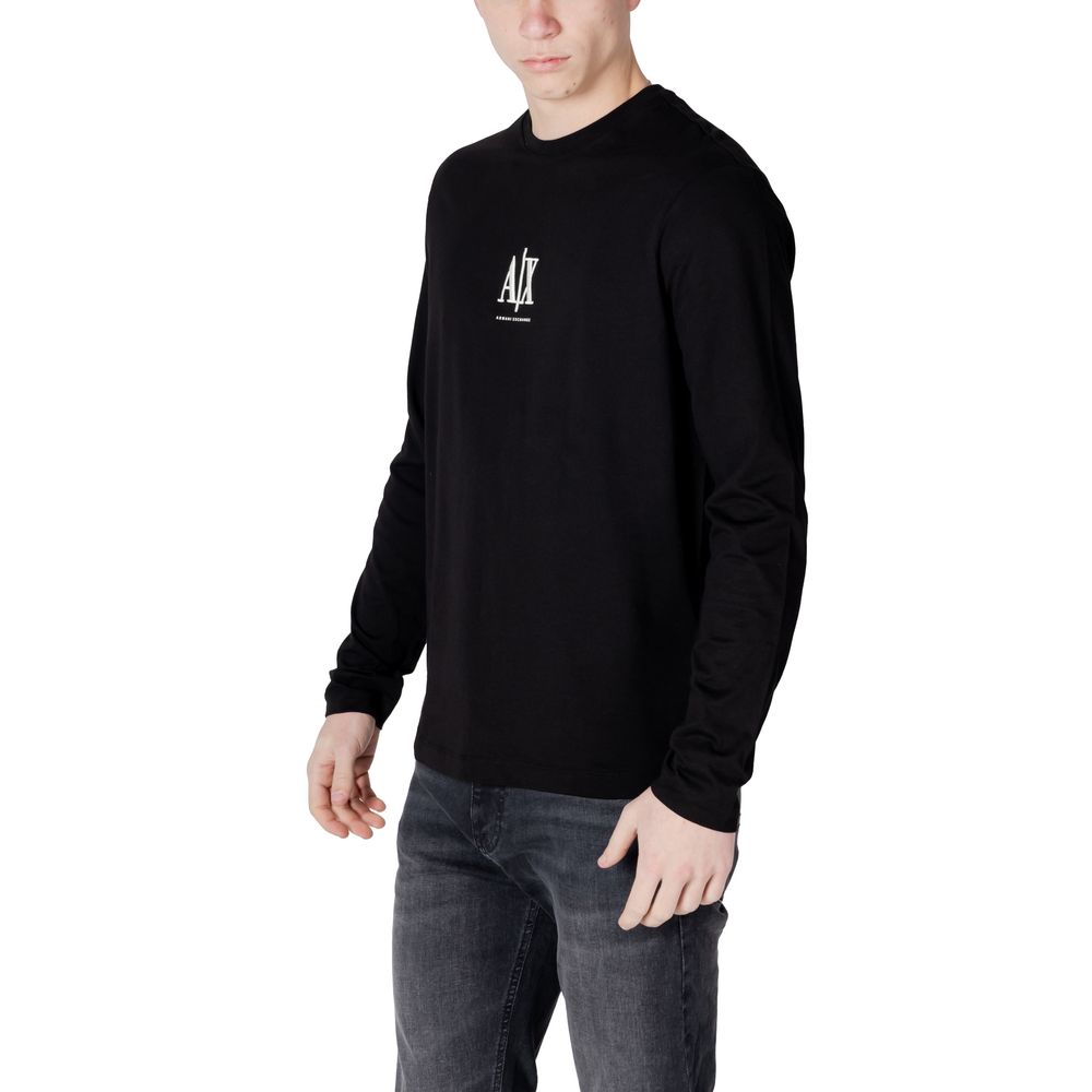 Armani Exchange Black Cotton Long Sleeve T-Shirt | Regal Royce