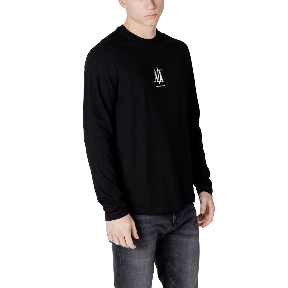 Armani Exchange Black Cotton Long Sleeve T-Shirt | Regal Royce