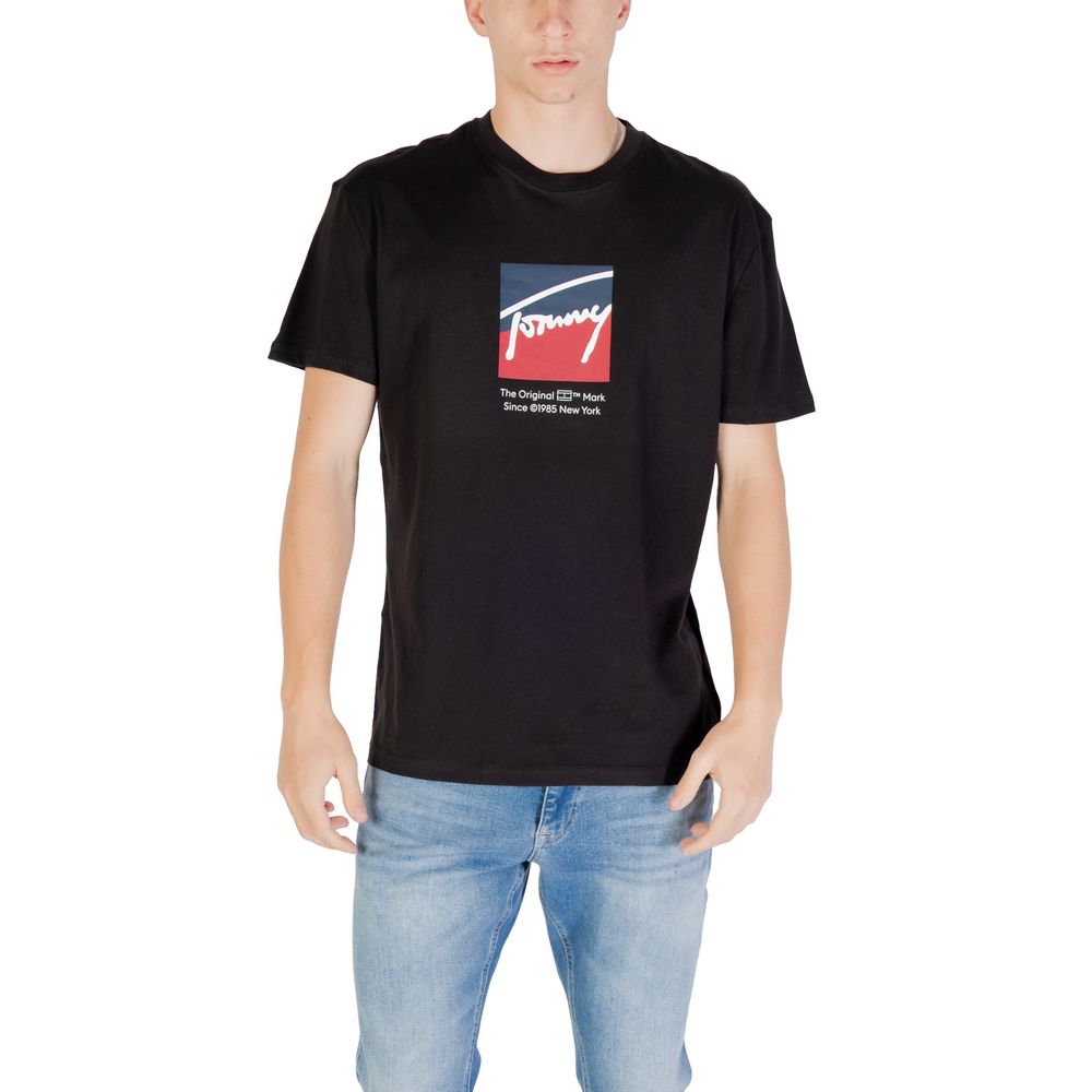 Tommy Hilfiger Jeans Black Recycled Cotton T-Shirt | Regal Royce
