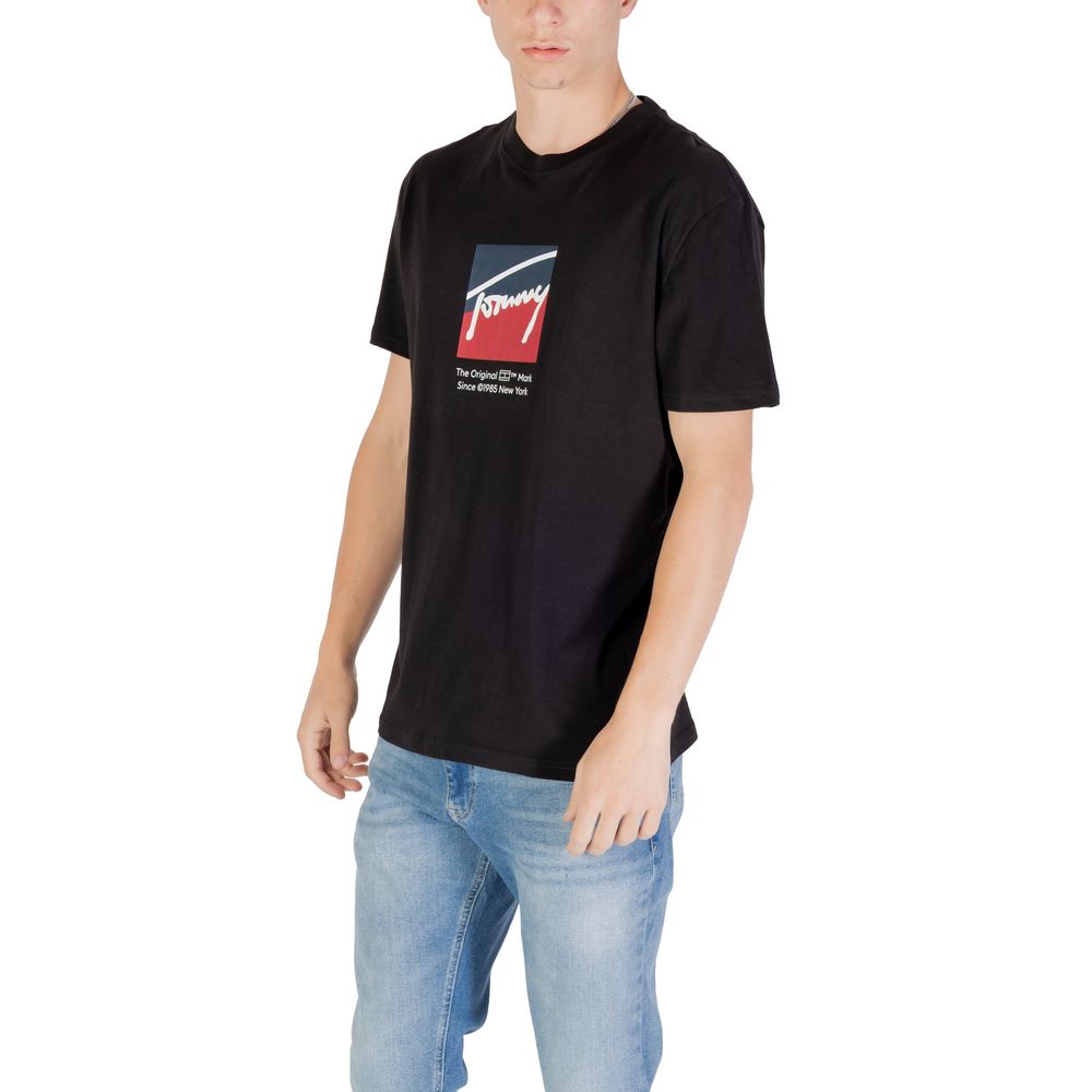 Tommy Hilfiger Jeans Black Recycled Cotton T-Shirt | Regal Royce